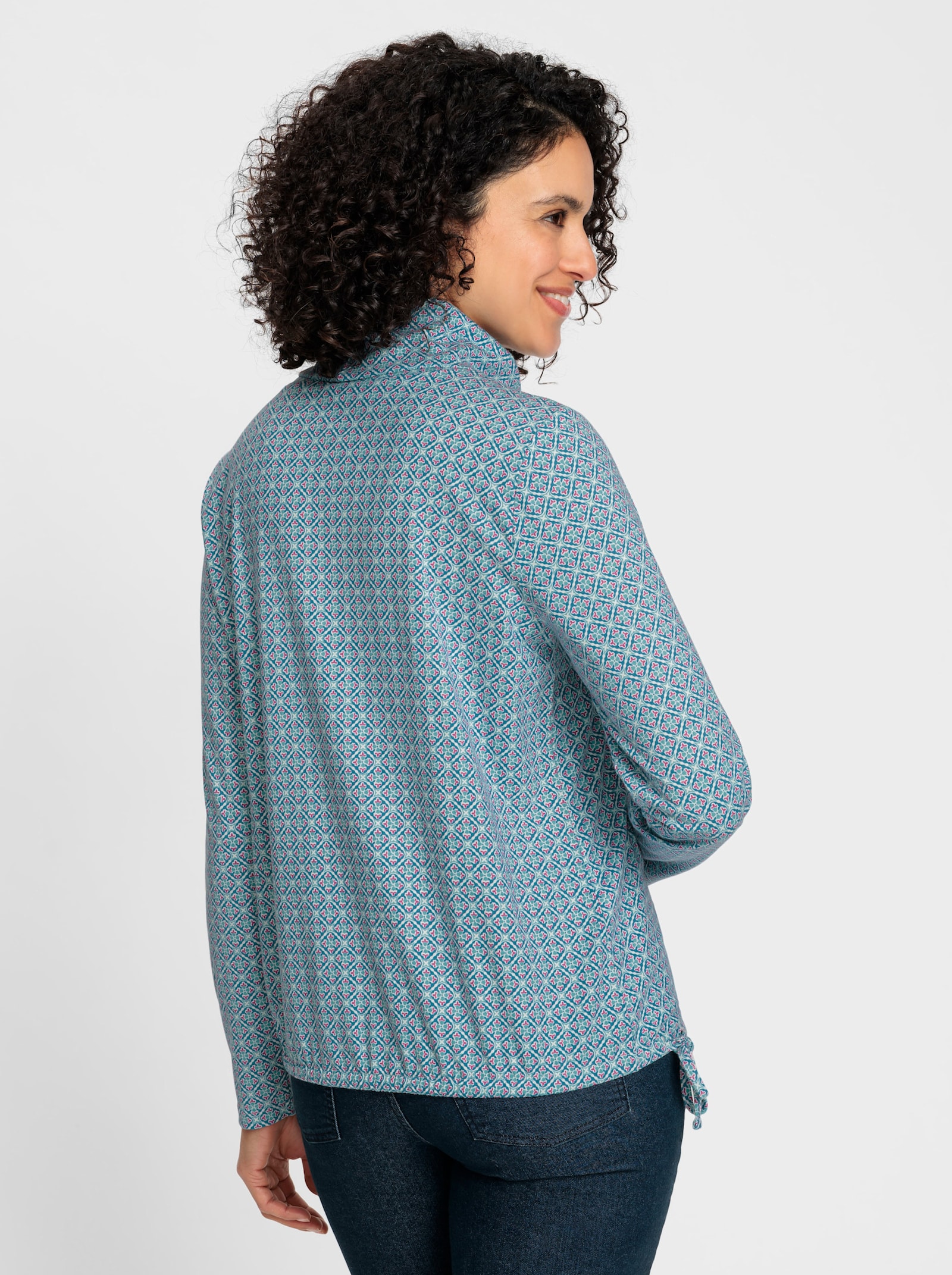 Rollkragenshirt mit Bindeband - ozean-erika-bedruckt