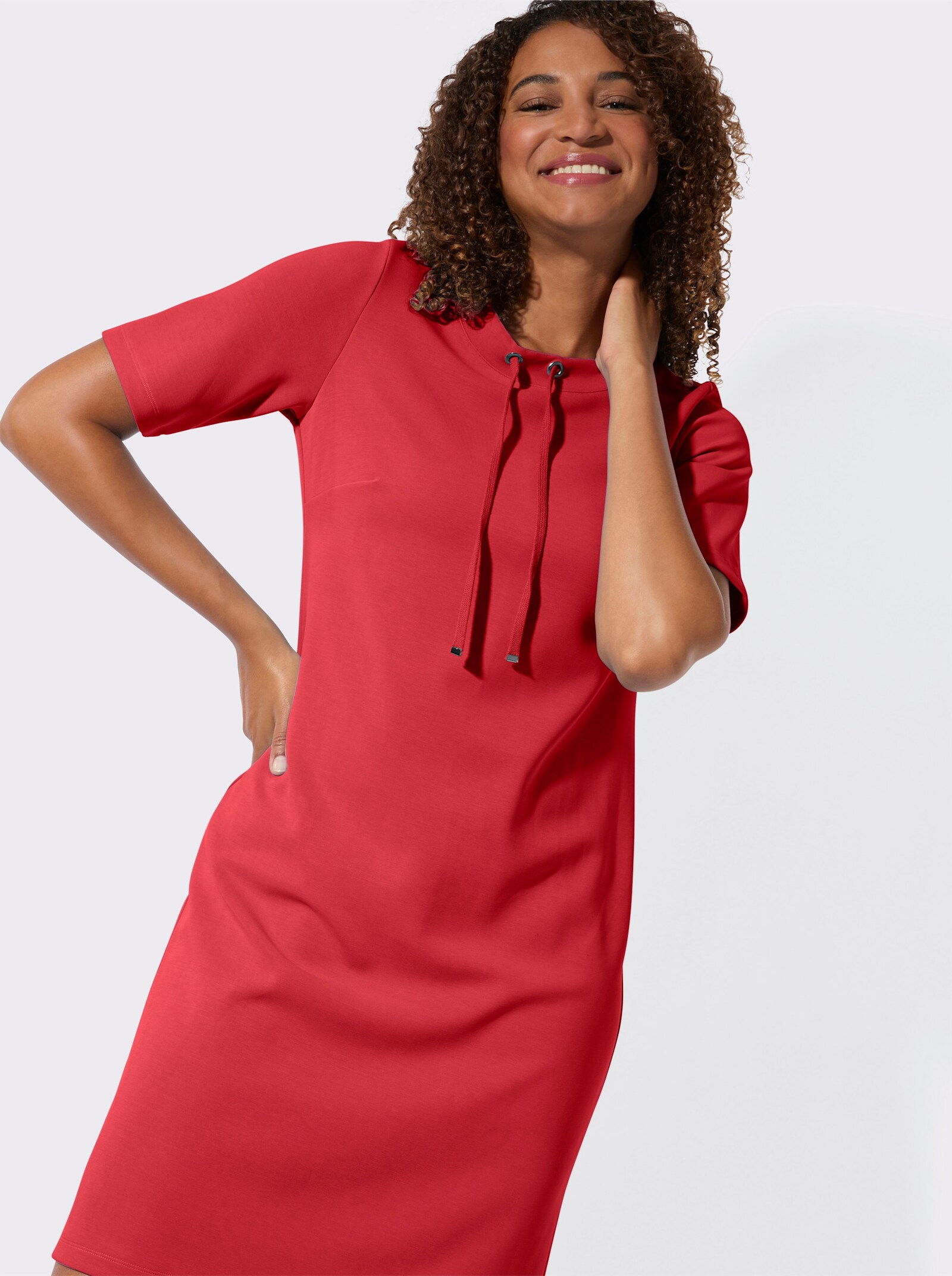 Shirtkleid mit kurzen Ärmeln - erdbeere