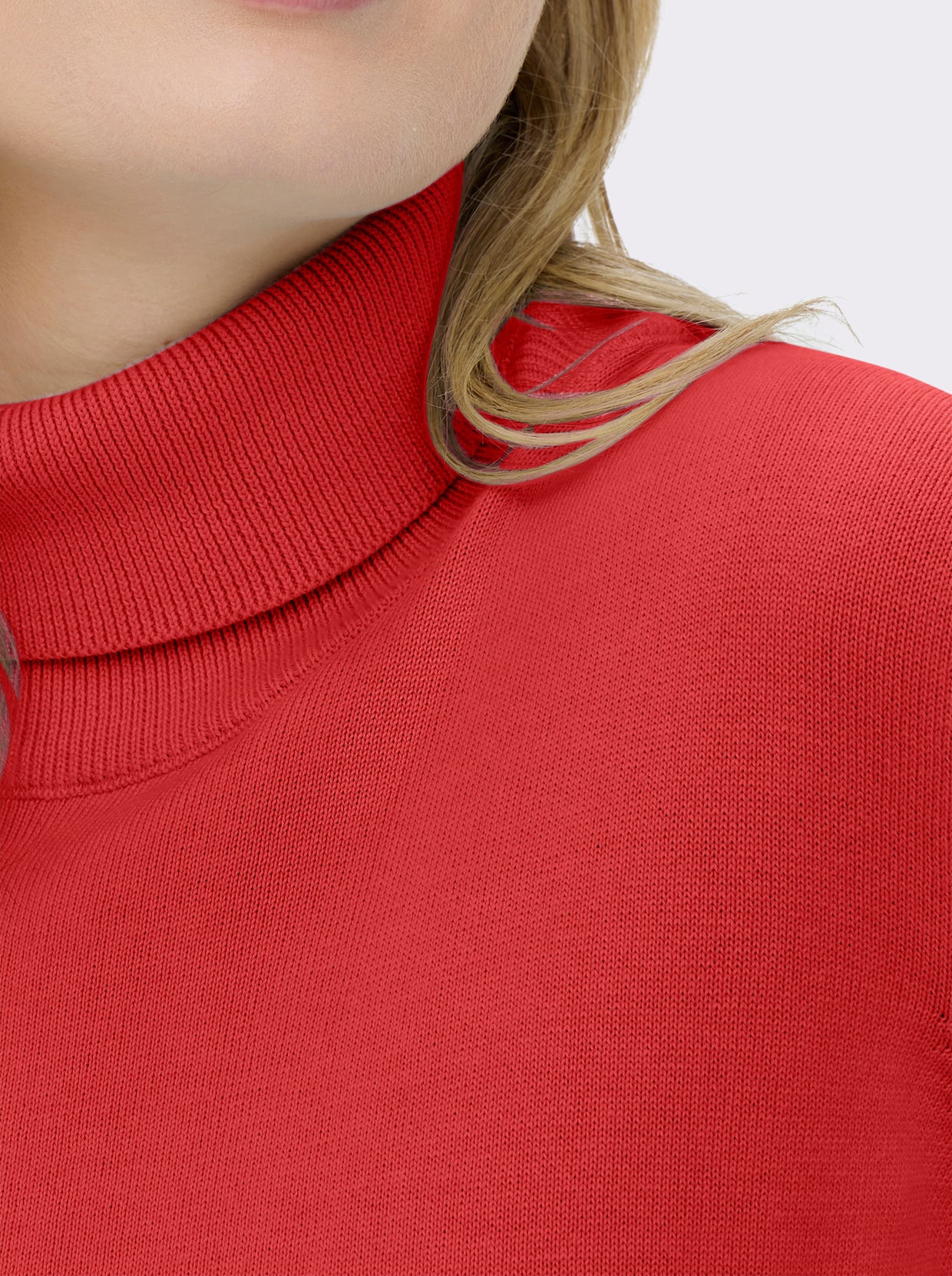 Rollkragenpullover aus reiner Baumwolle - rot