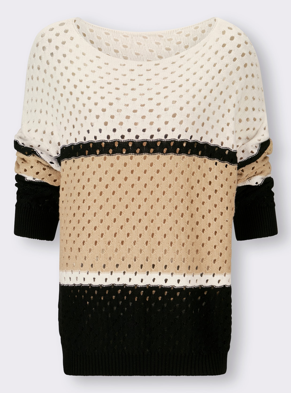 heine Pullover - weiß-beige-gemustert