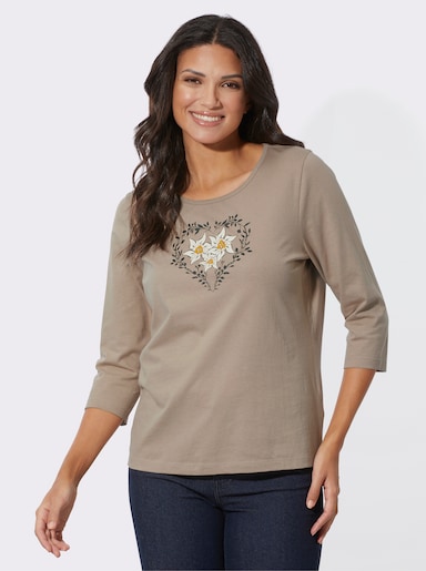 3/4-Arm-Shirt mit Herz-Motiv - sesam-champagner