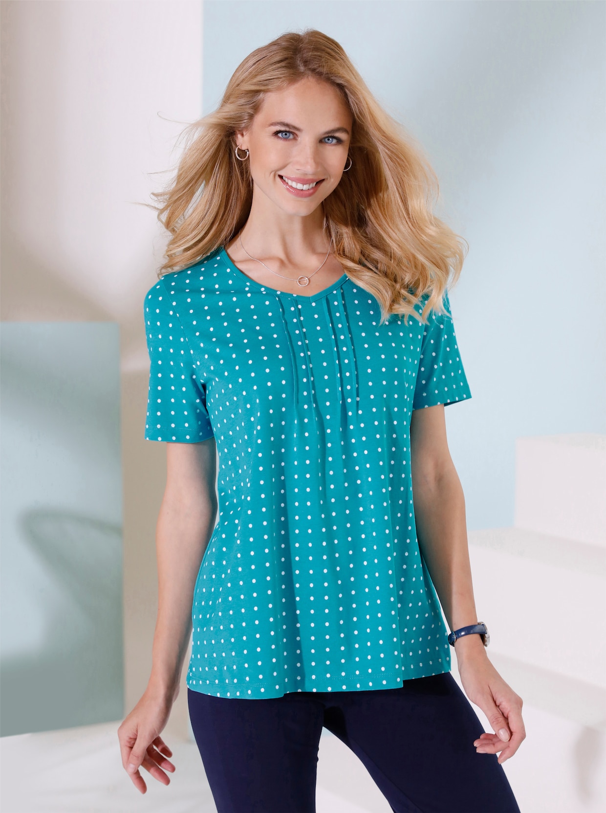 Shirt met korte mouwen - turquoise geprint