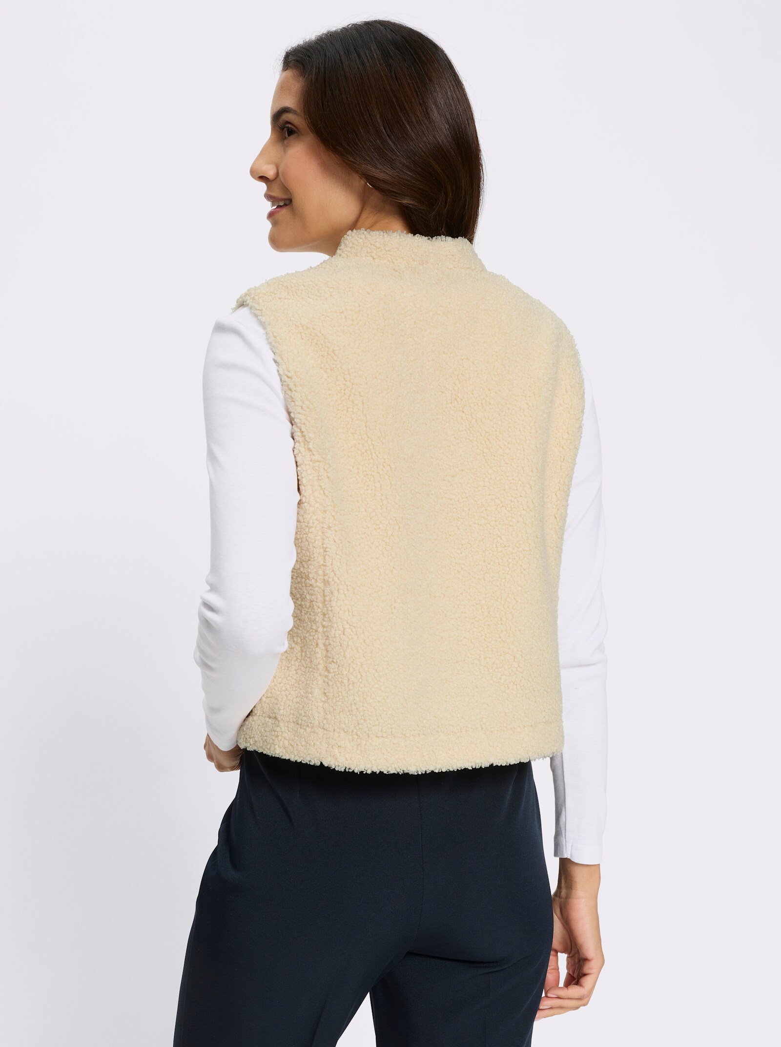 Fellimitatweste mit Hakenverschluss - champagner