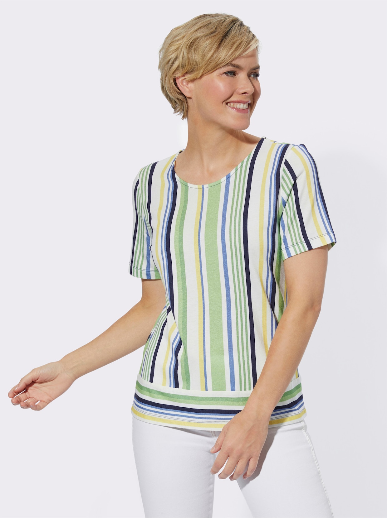 Streifenshirt - apfel-marine-geringelt