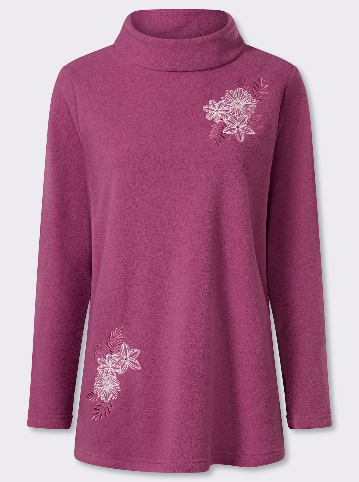 Fleeceshirt in Longform mit Stehkragen - erika