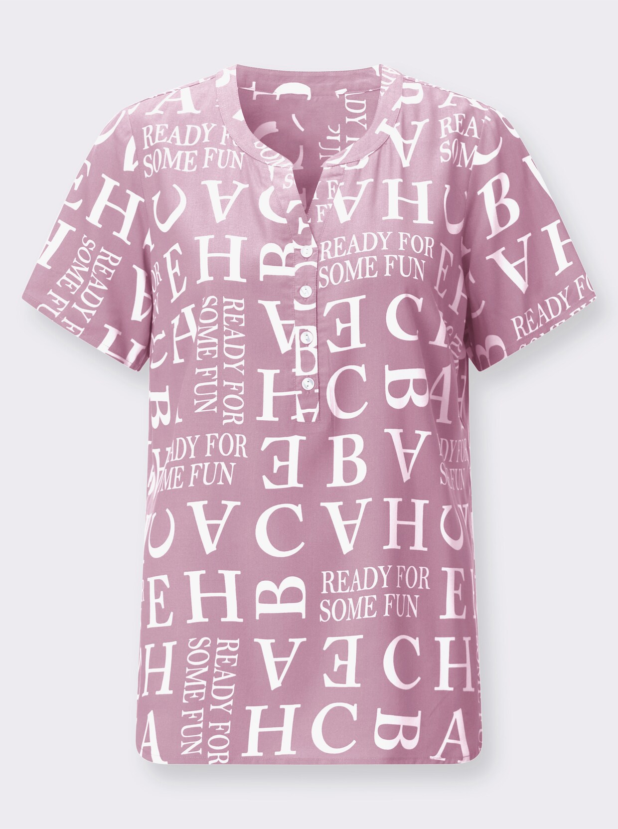 Druckbluse - mauve-ecru-bedruckt