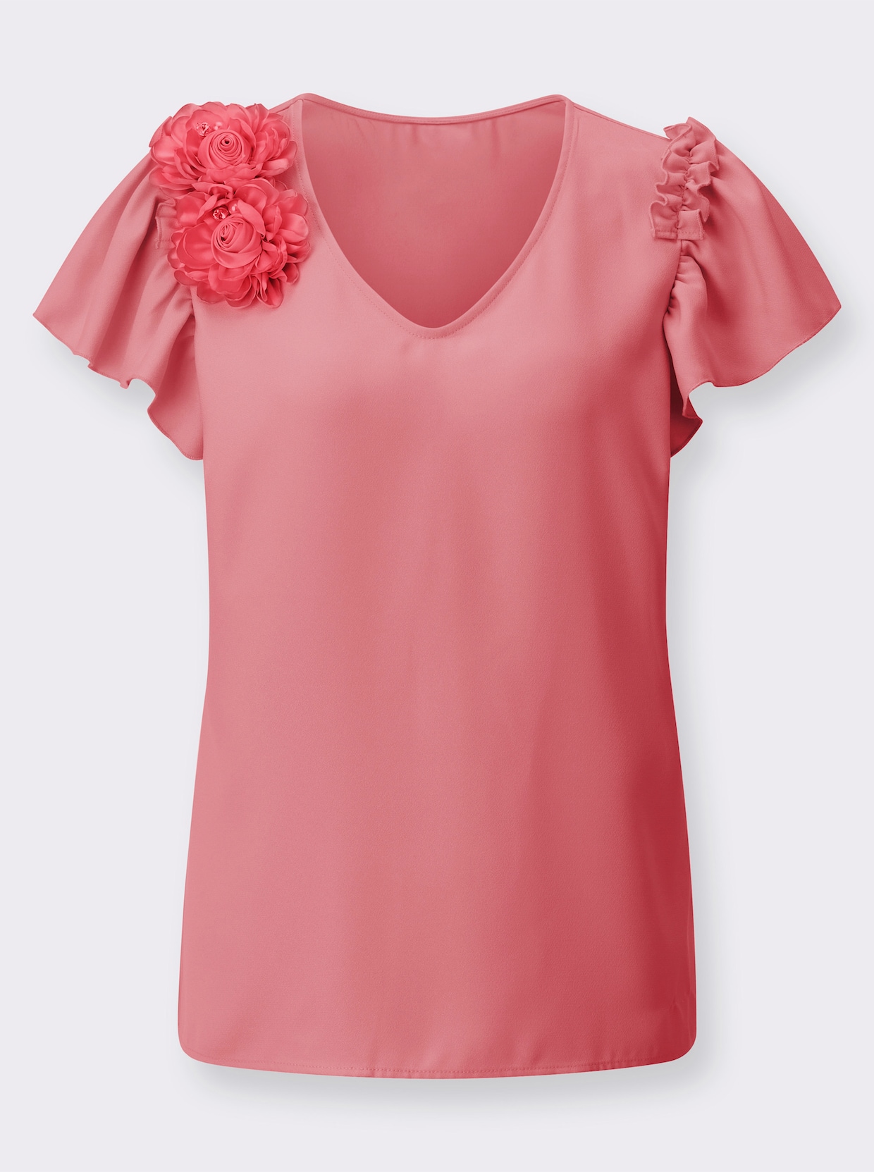 Blouse met korte mouwen - flamingo