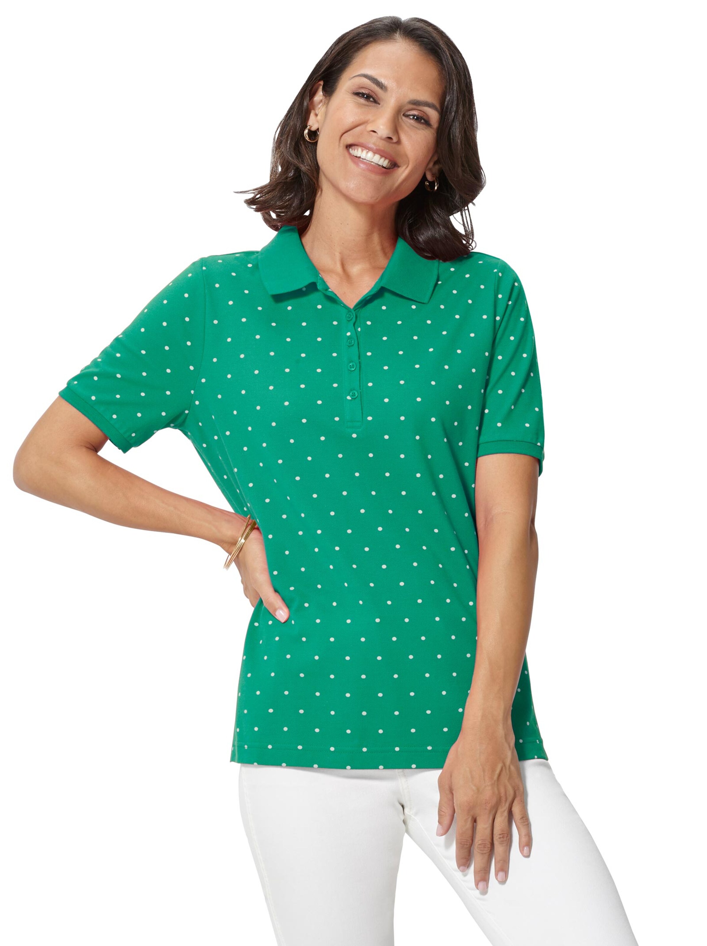 Poloshirt - smaragd-getupft