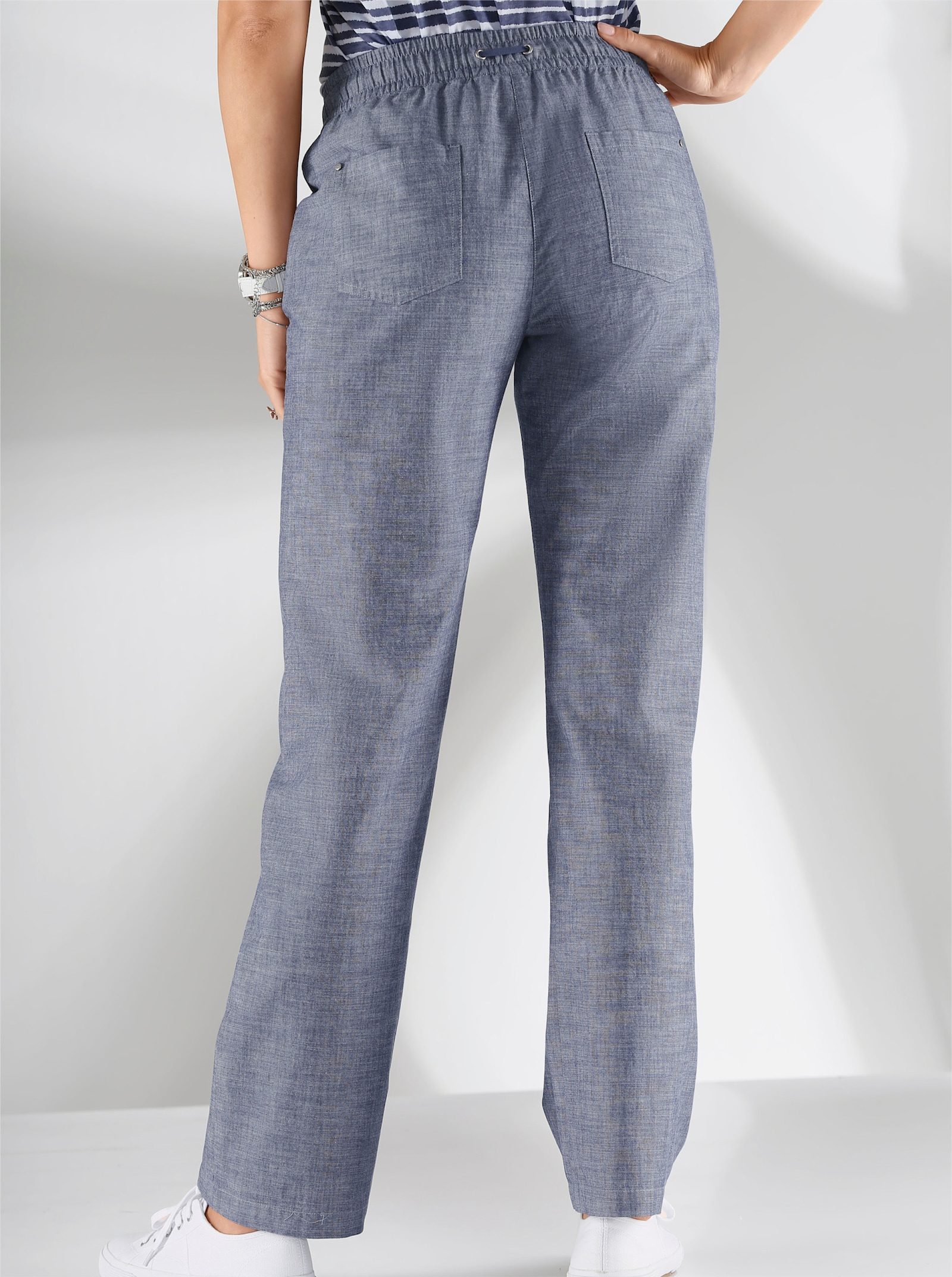 Bootcuthose mit Dehnbund und Kordelzug - jeansblau