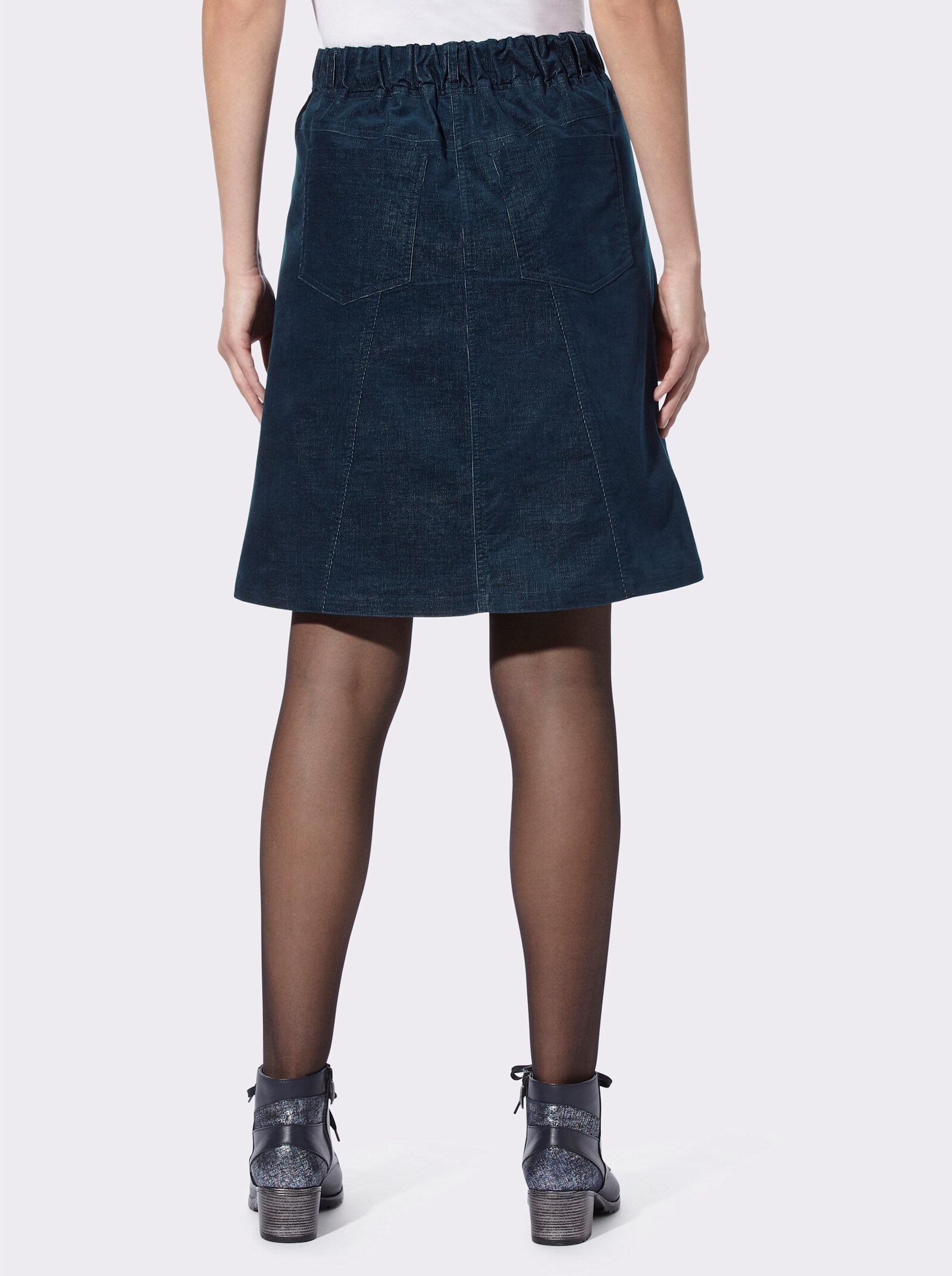 heine Jupe à panneaux en velours - bleu foncé