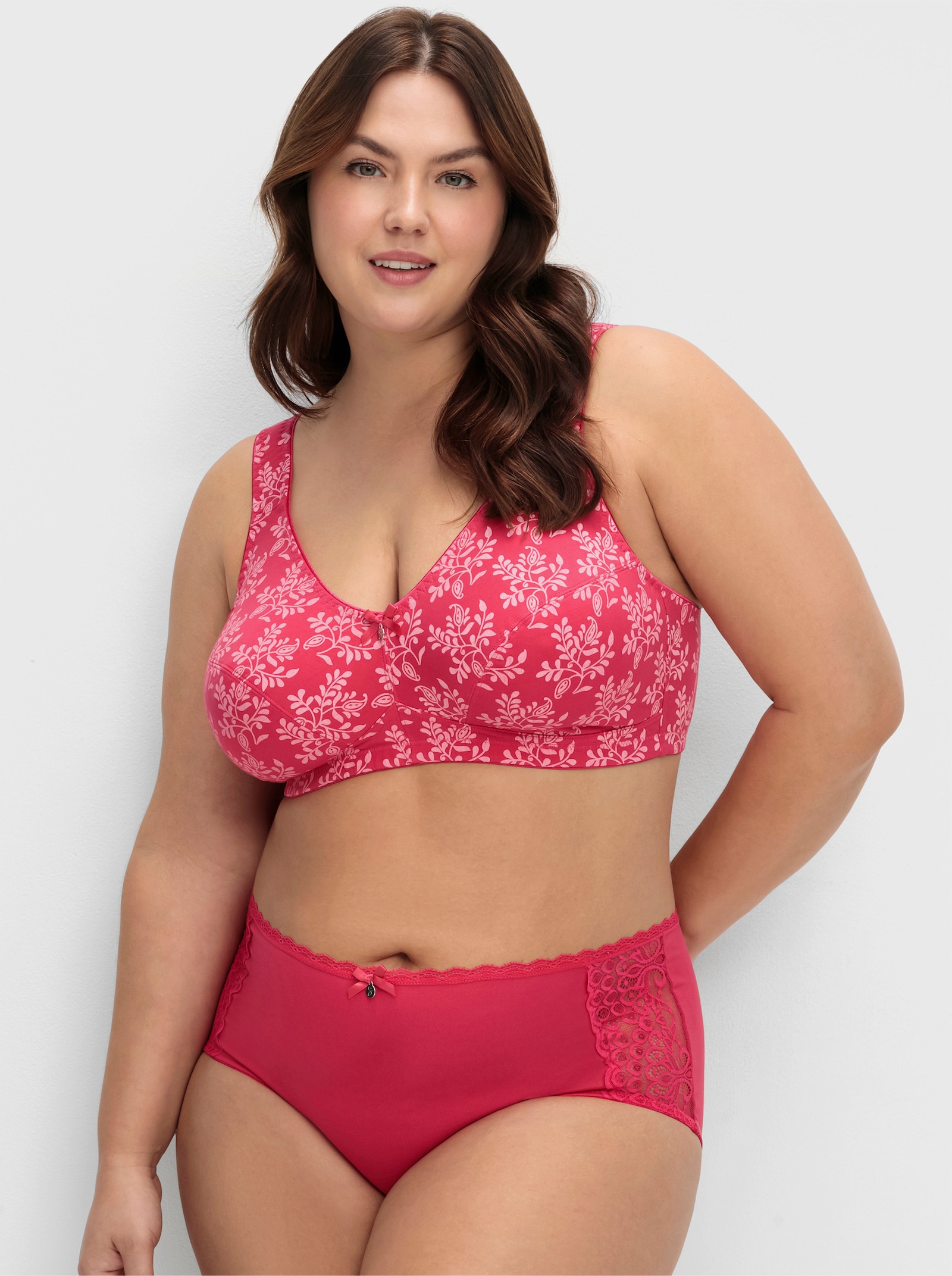 sheego Lot de 2 soutiens-gorge sans armatures - blanc + orchidée