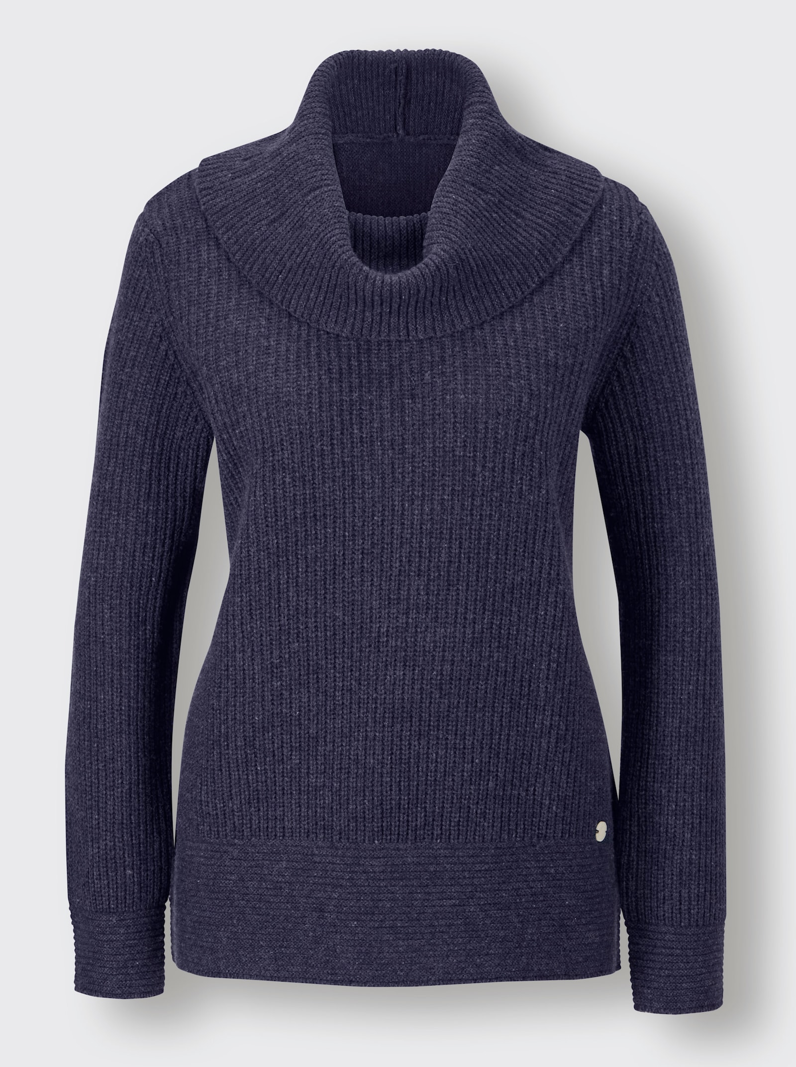 CREATION L PREMIUM Rollkragenpullover im Merino-Kaschmir-Mix - marine-meliert