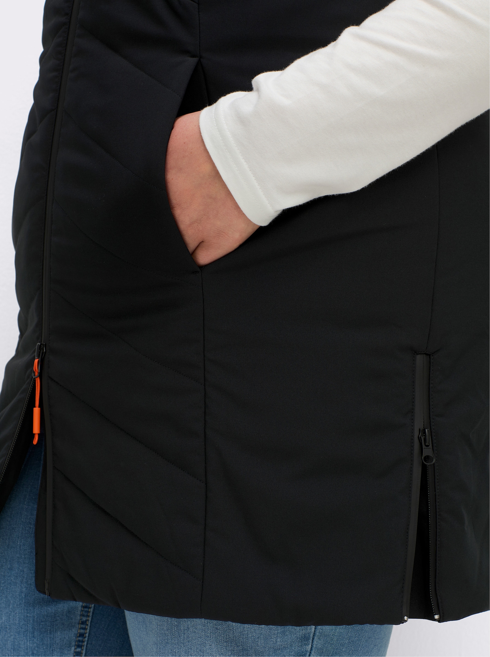 sheego Steppweste mit Kapuze - schwarz