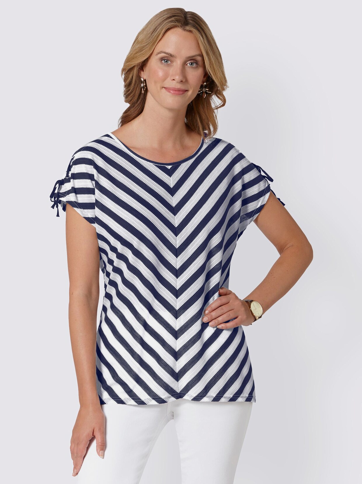 Lang shirt - wit/marine