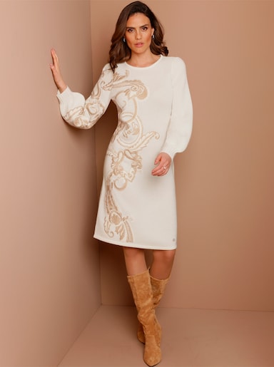 CREATION L PREMIUM Strickkleid - ecru-camel