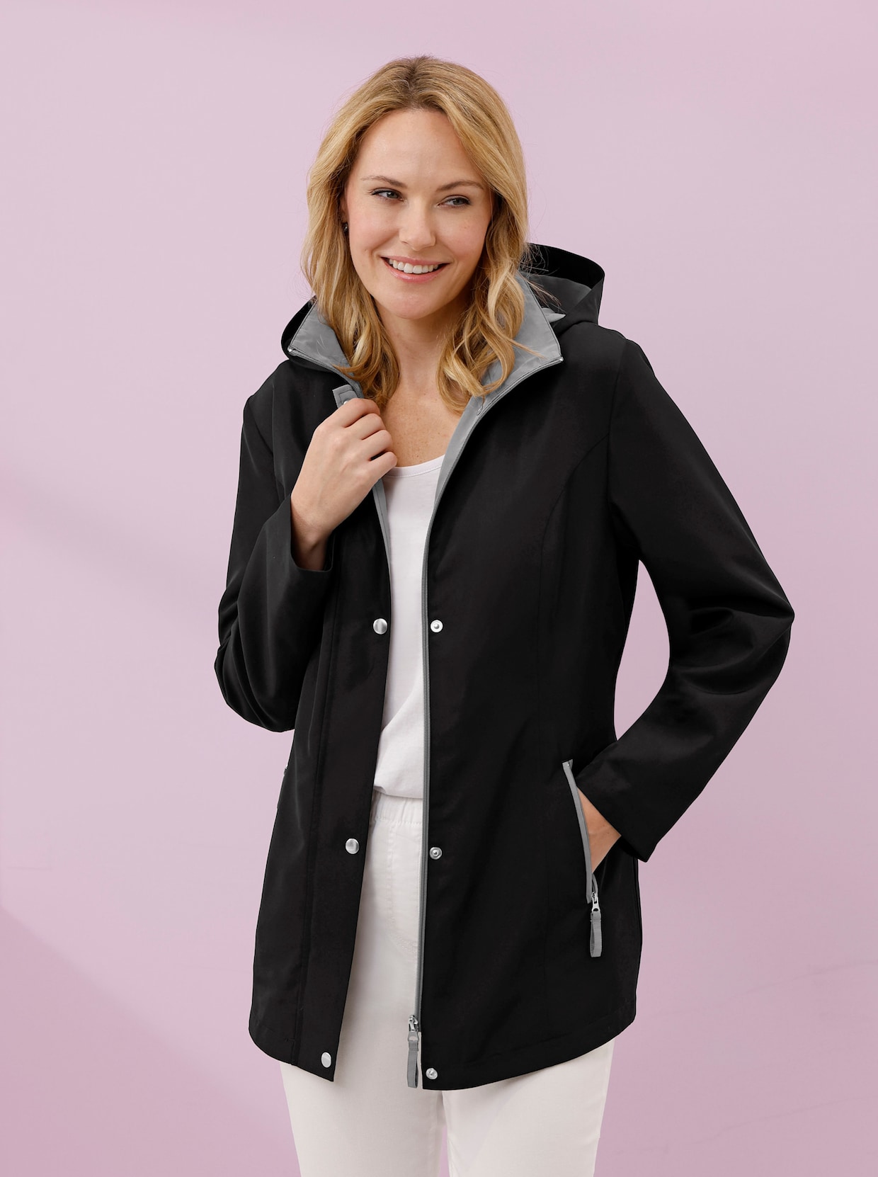 Funktionsjacke mit Innentasche - schwarz-grau