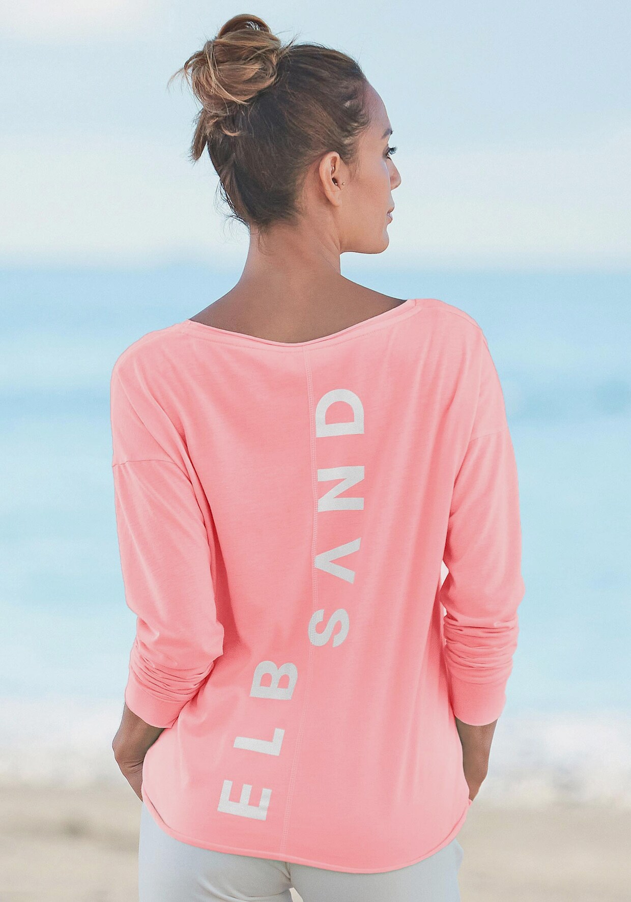 Elbsand Langarmshirt - koralle-meliert