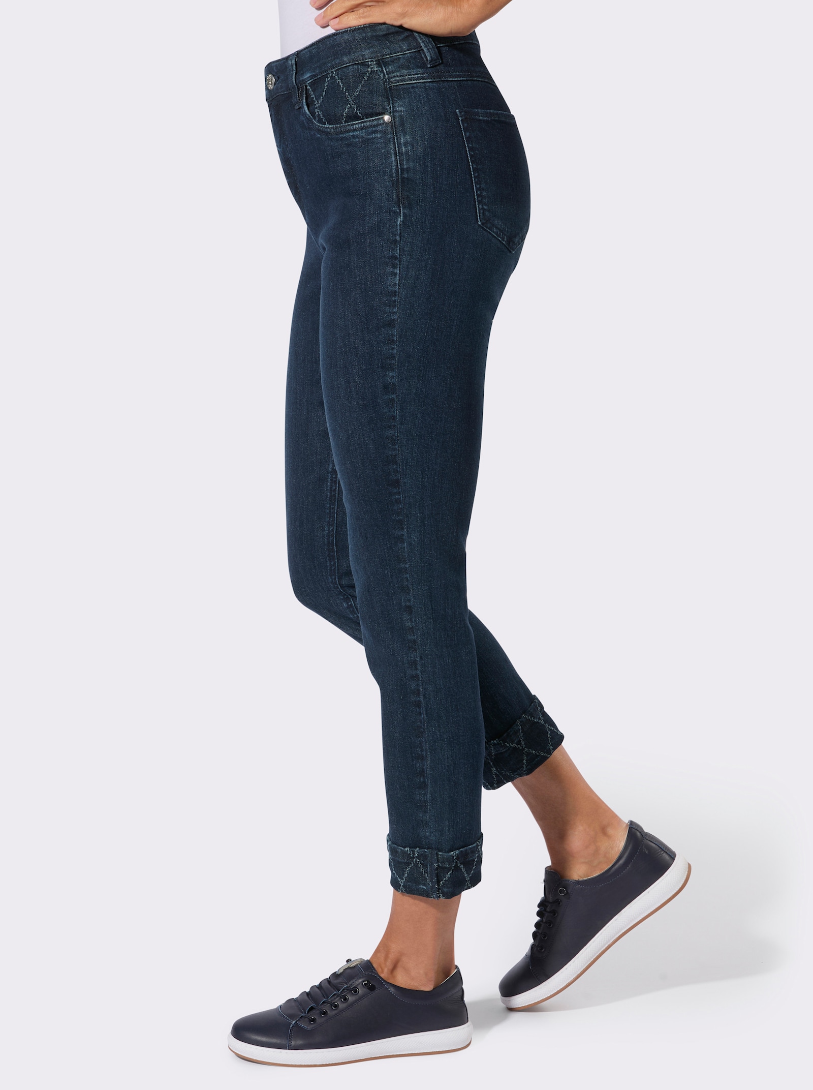 7/8-Jeans mit fixiertem Beinaufschlag - dark blue