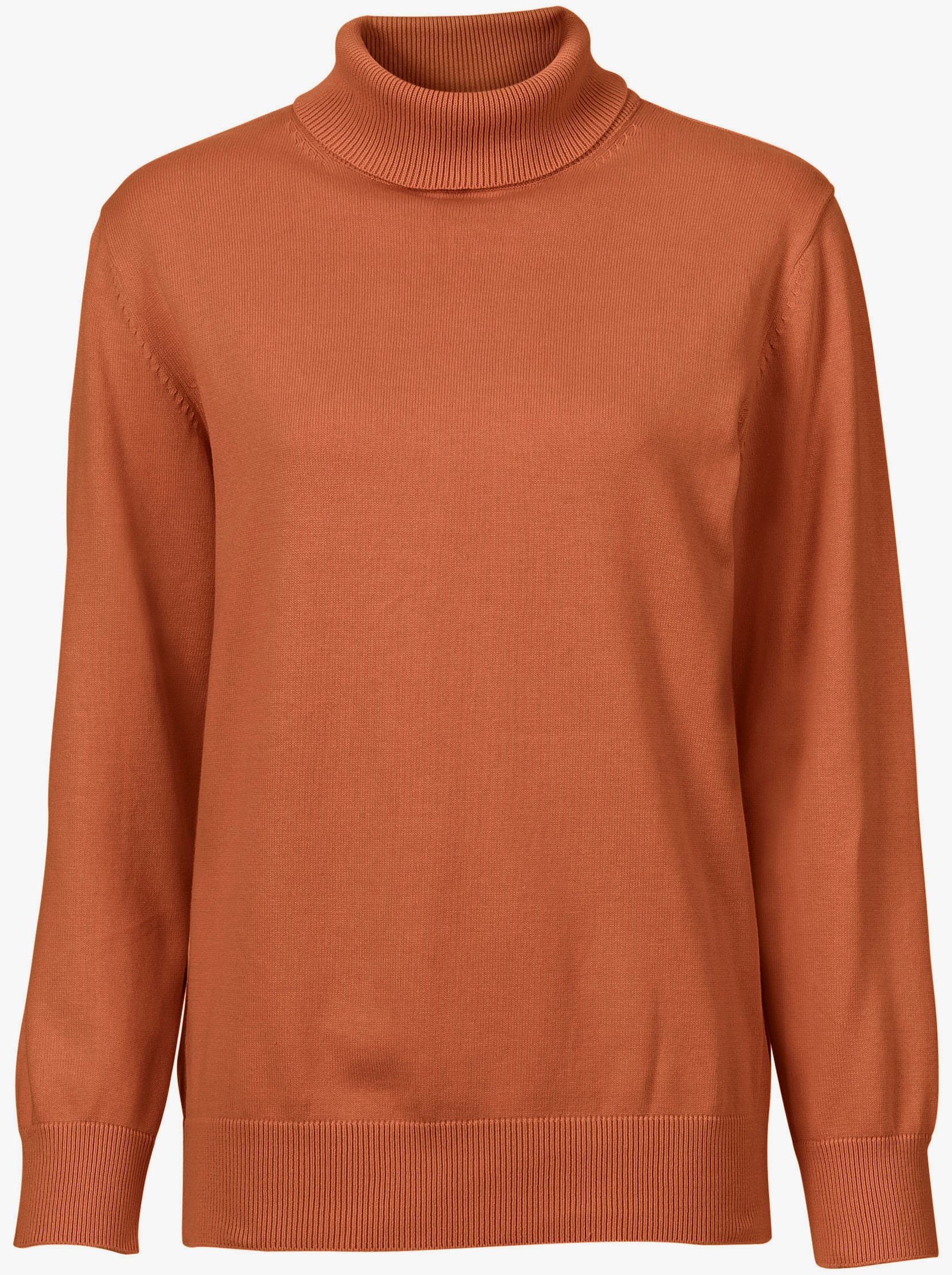 Pullover met rolkraag van puur katoen - terracotta