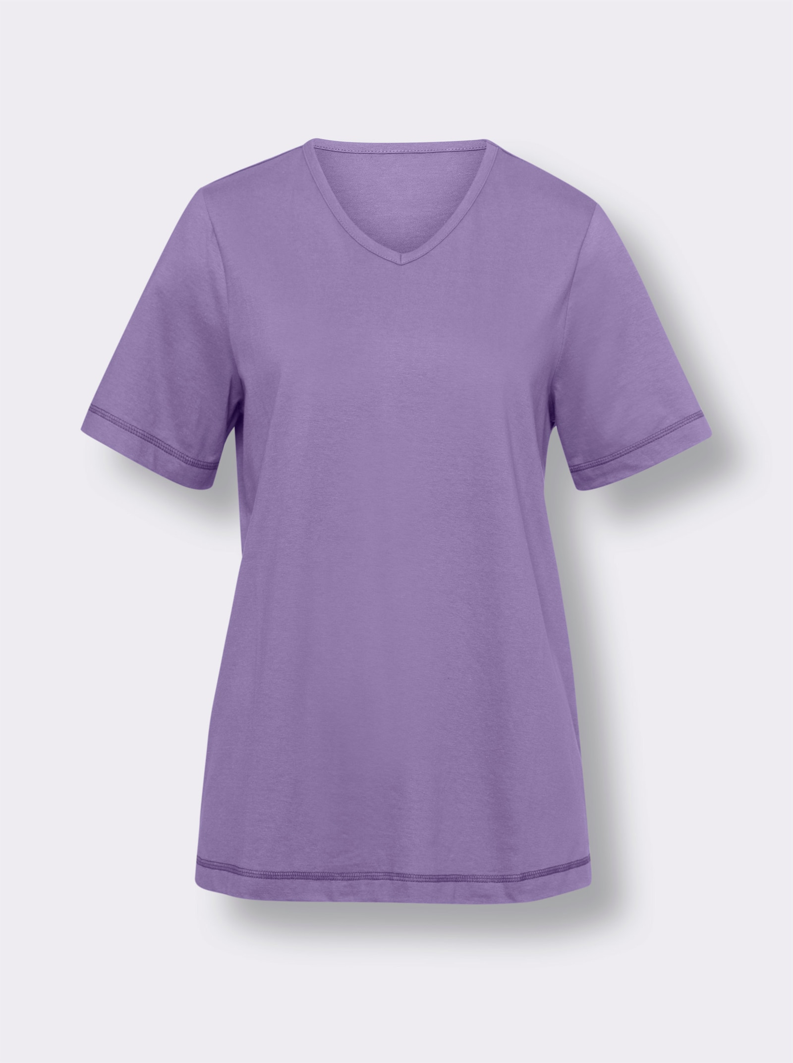 Kurzarmshirt mit Seitenschlitzen - lavendel