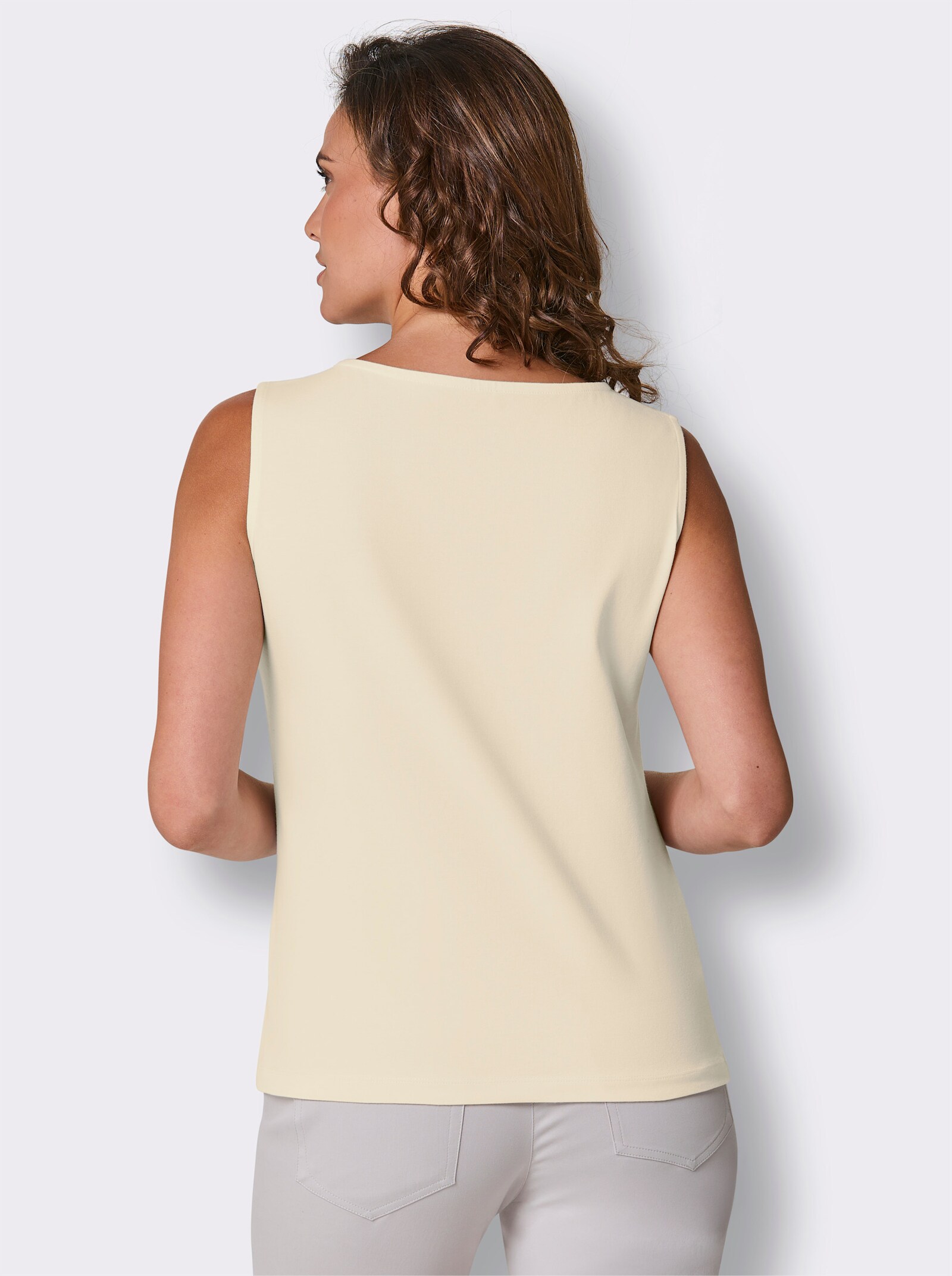 CREATION L PREMIUM Shirttop mit Glitzersteinchen - champagner