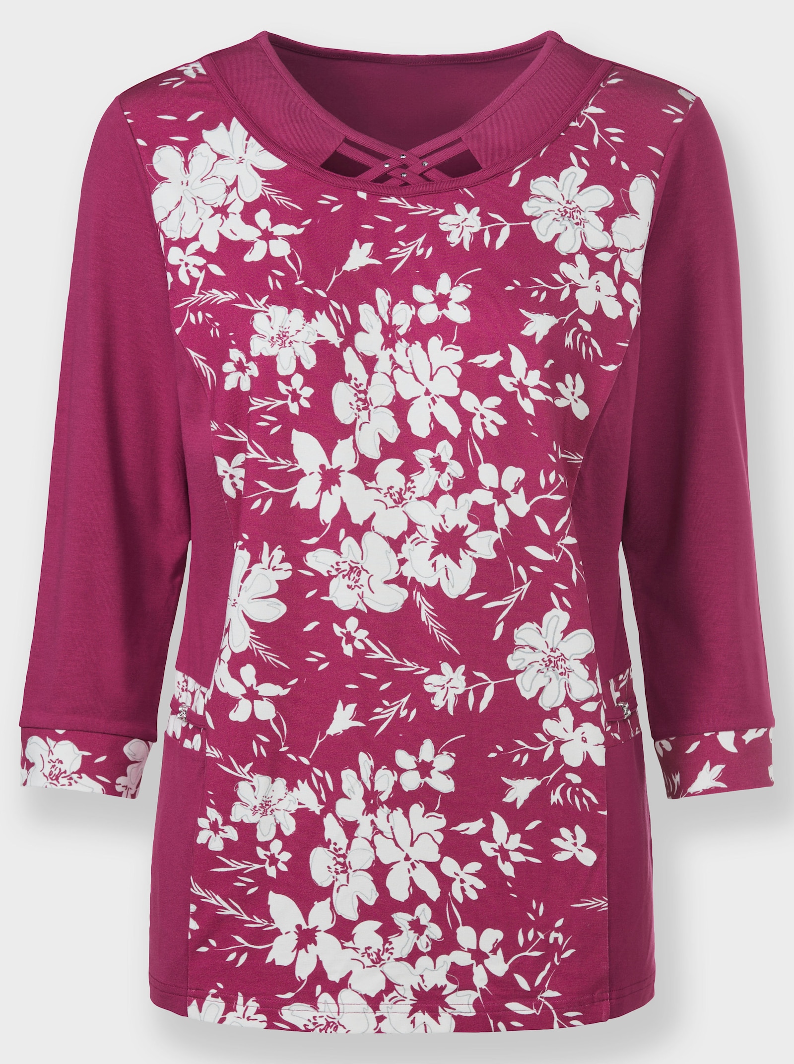 2-in-1-shirt met bandjesversiering - heide