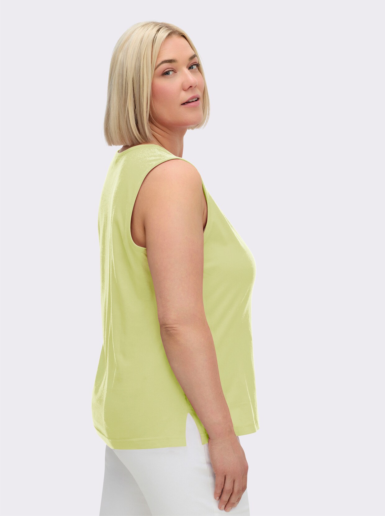 Shirttop mit Seitenschlitzen - pistazie