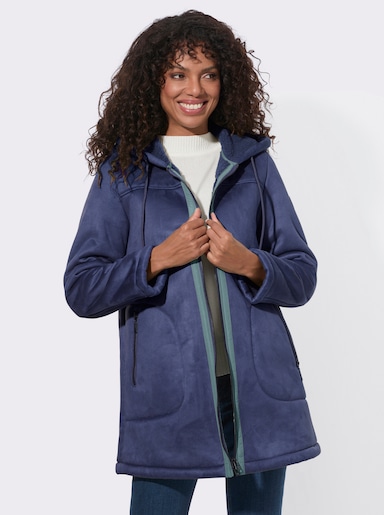 Outdoorjacke in Lammfelloptik - marine