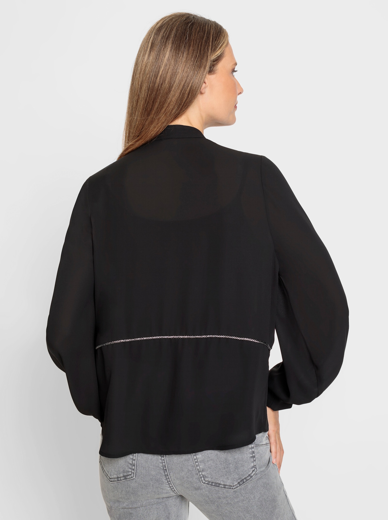 heine Blouse met lange mouwen en sierband - zwart