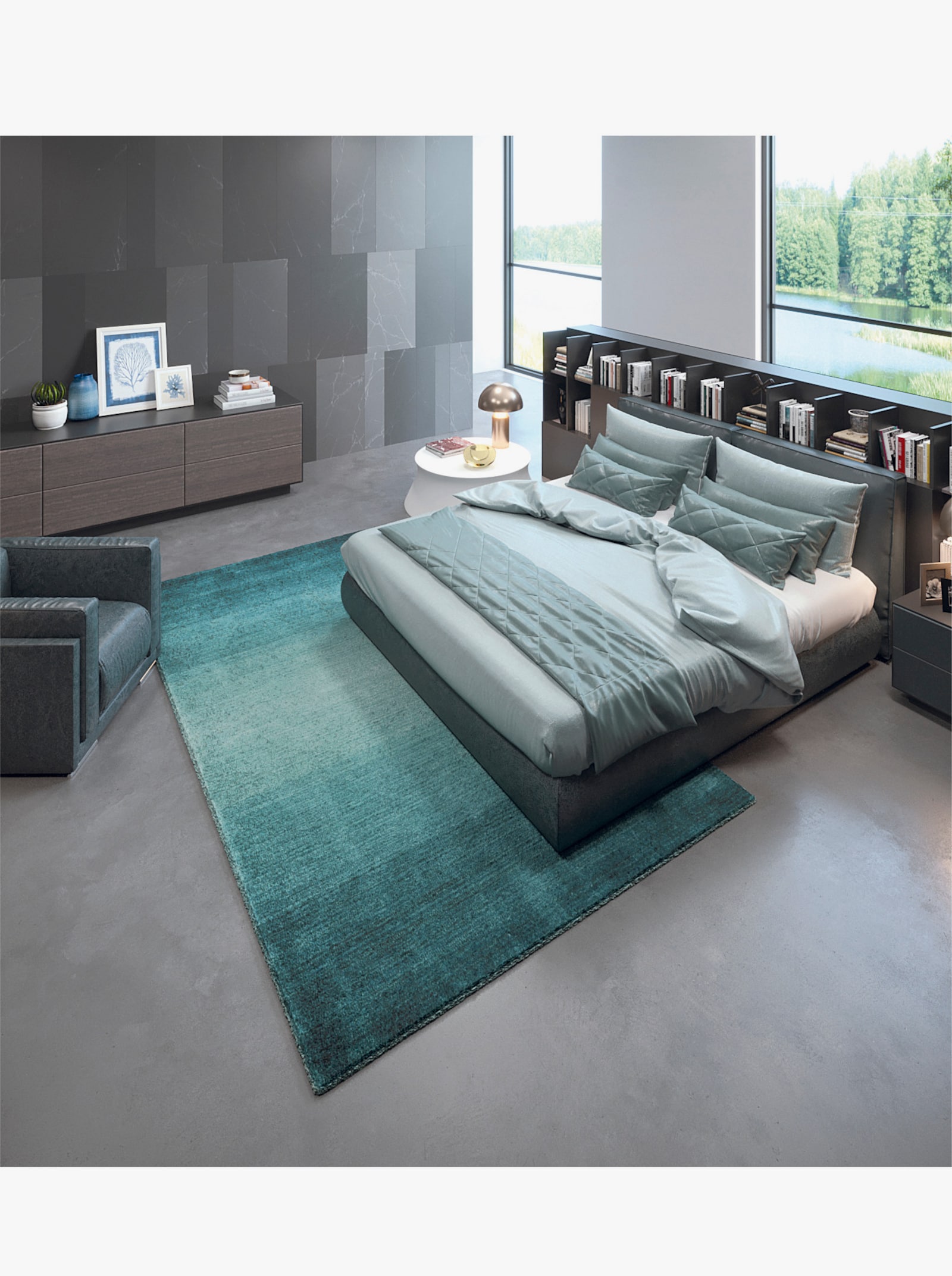 Theko Handwebteppich - türkis