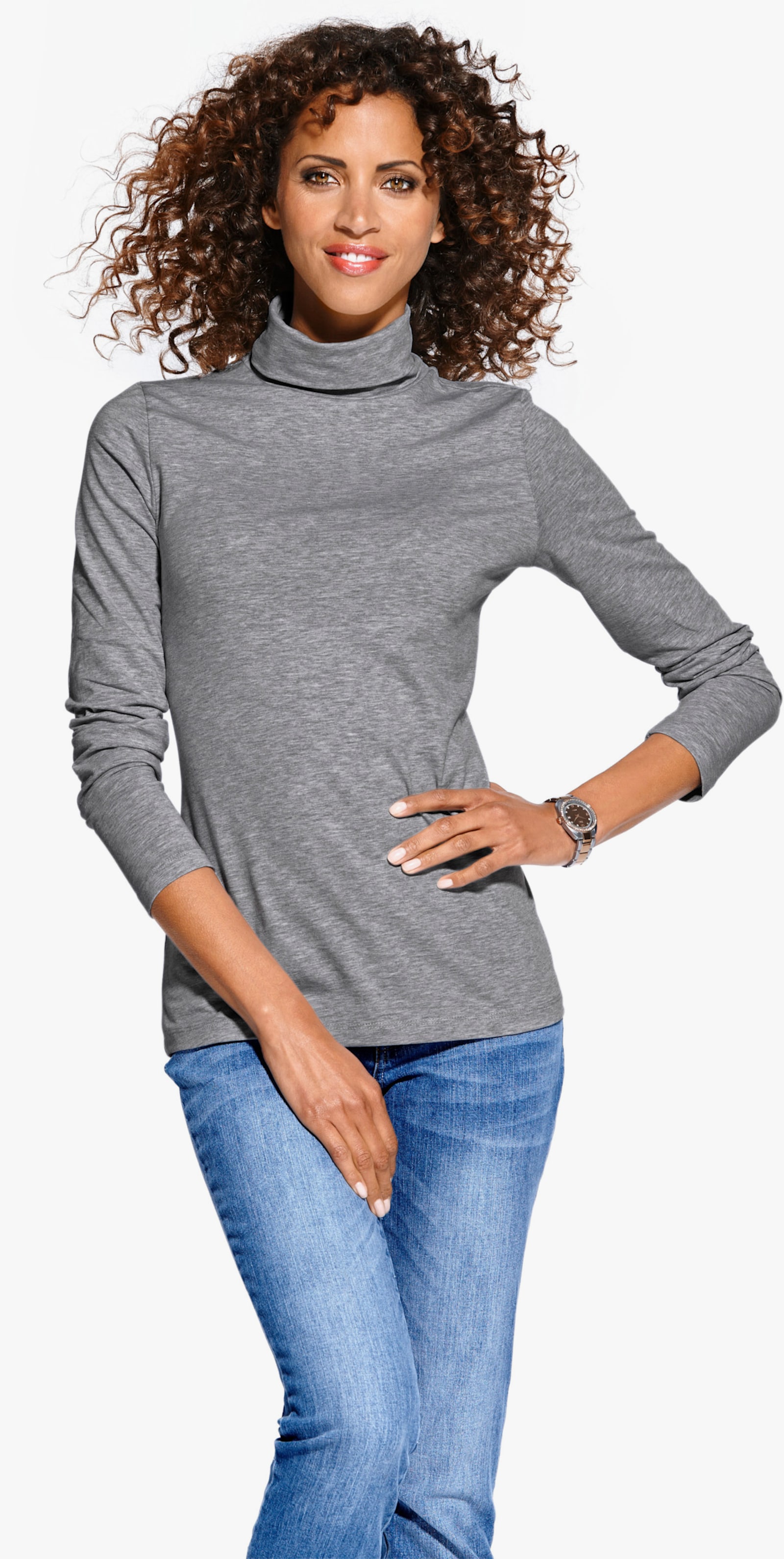 heine Rollkragenshirt in figurbetonter Form - grau-melange