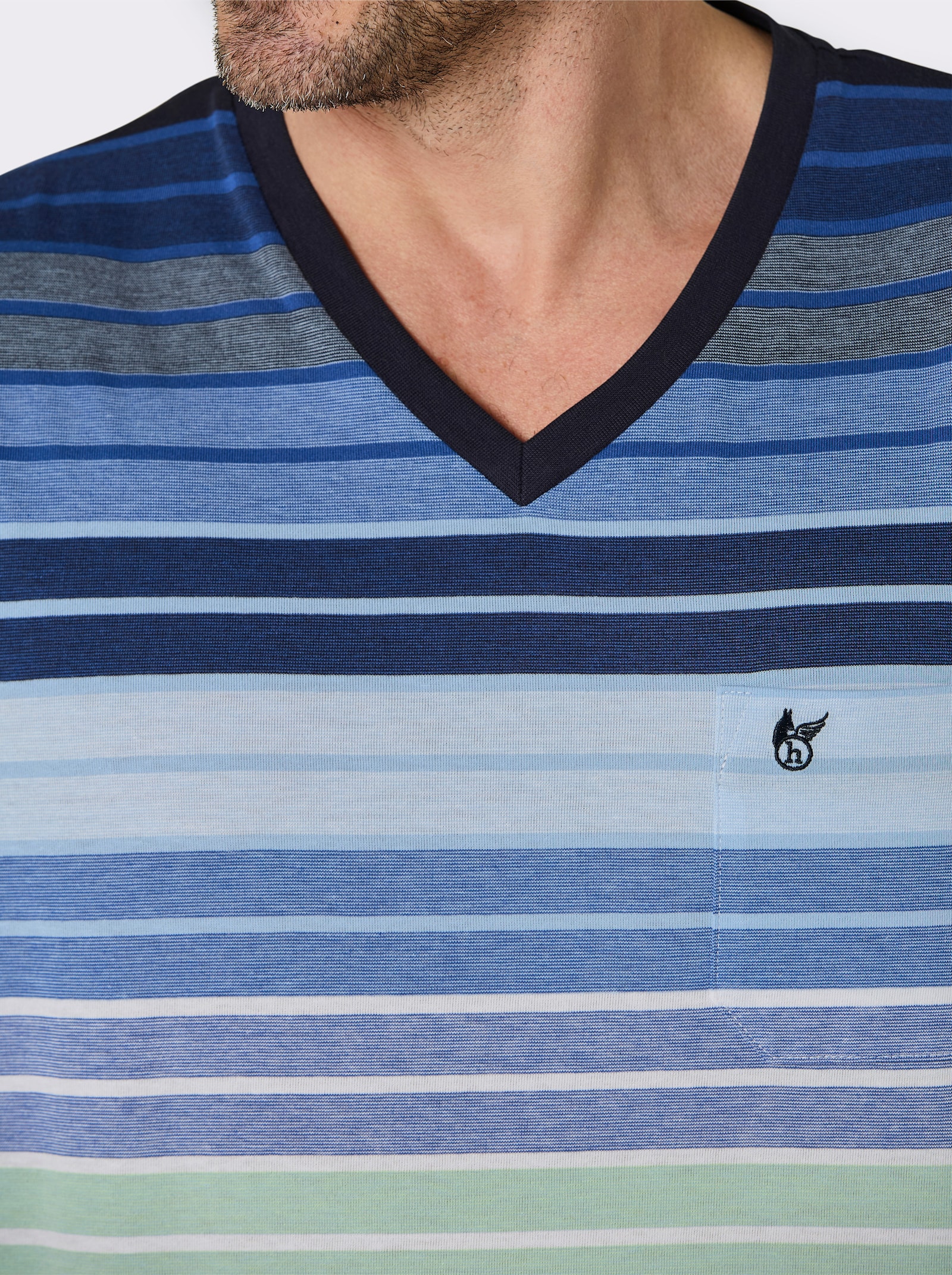 Hajo Schlafanzug - marine-pistazie-geringelt