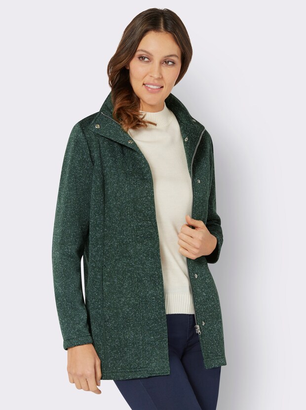 Fleecejack met Noors patroon in wit/marine geprint | Your Look... for less