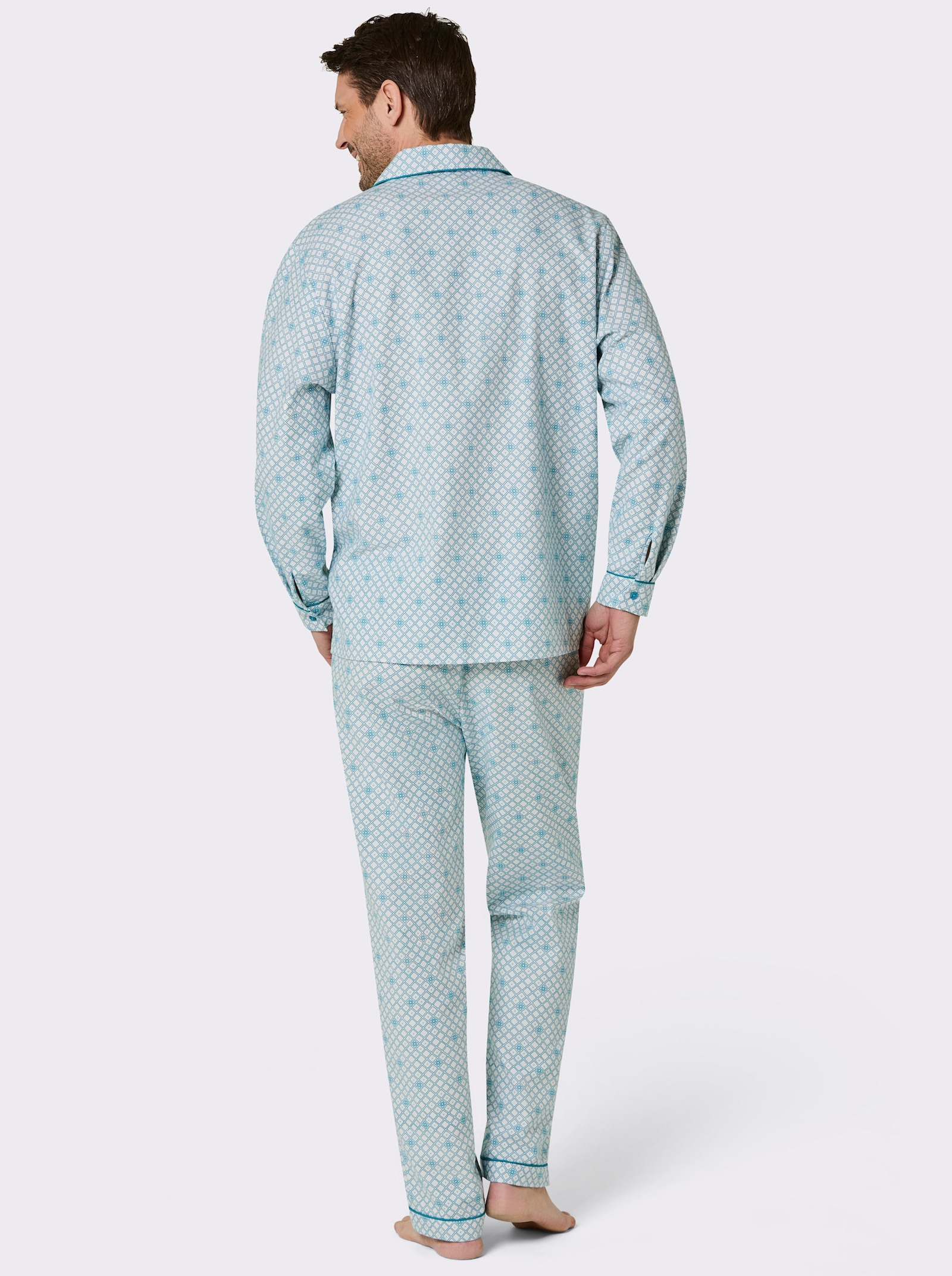 wäschepur men Pyjama - ecru-mint-bedruckt