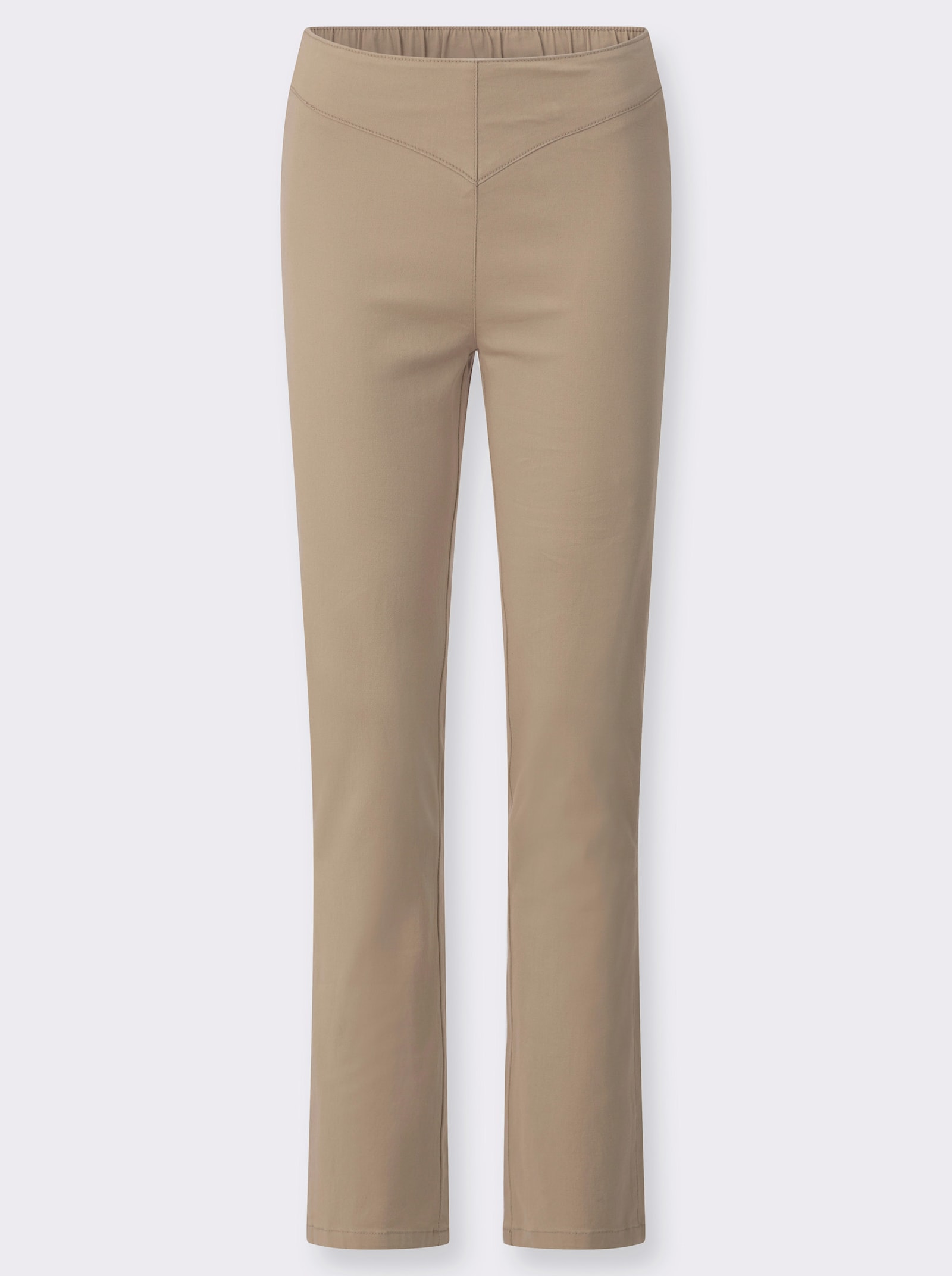 Gerade Jeans mit v-förmiger Passe vorne - beige