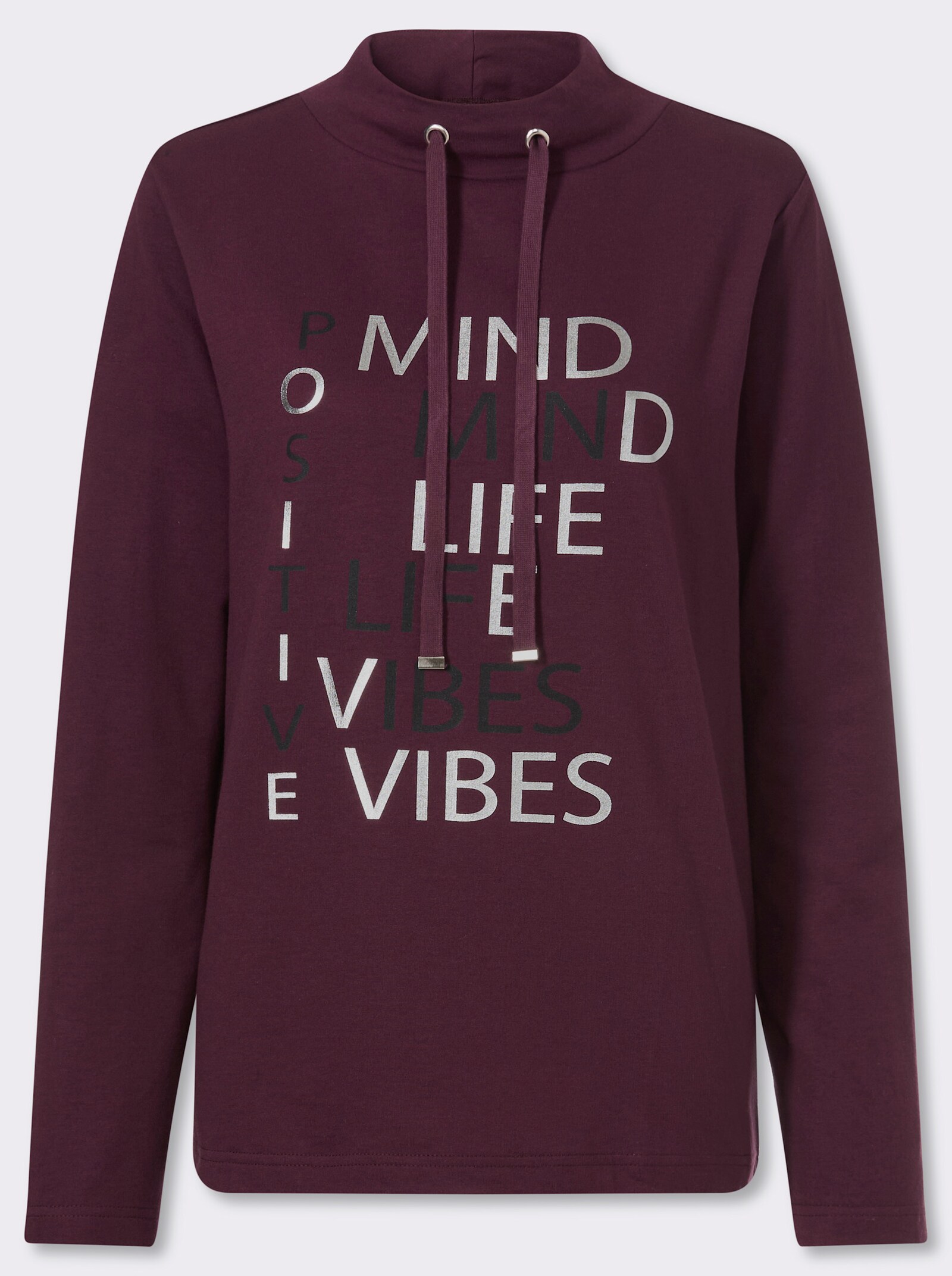 Sweatshirt mit Foliendruck - burgund-schwarz-bedruckt
