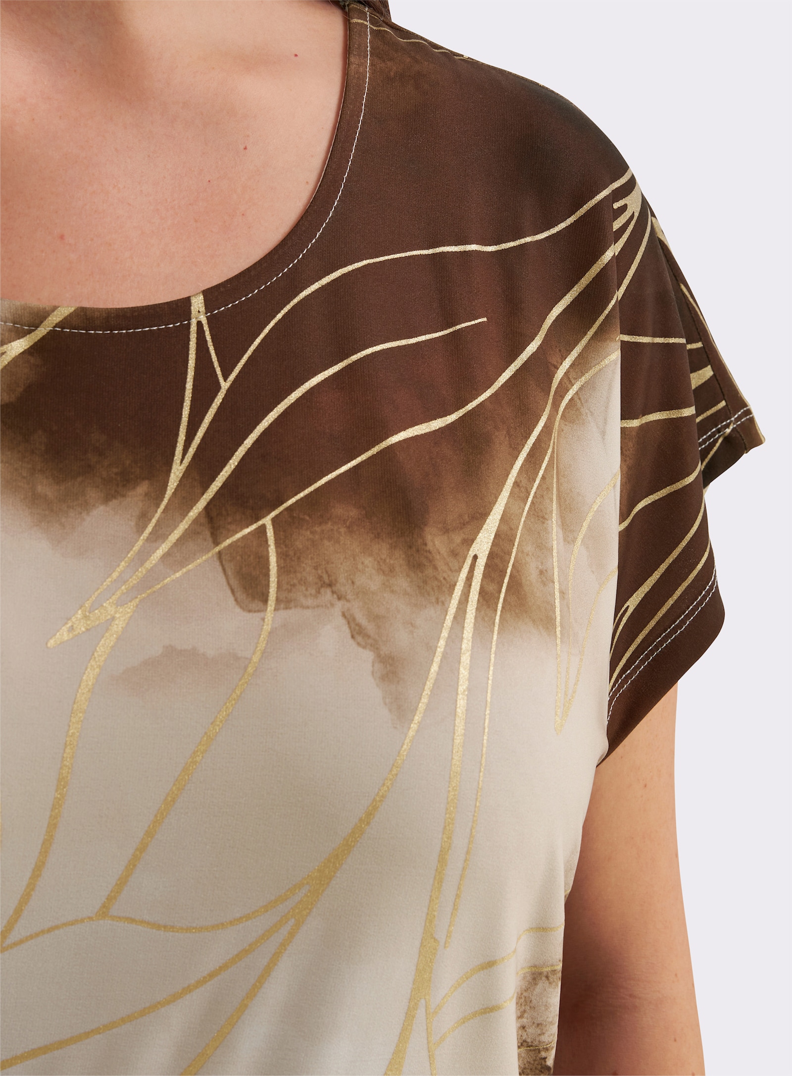 Print-Shirt mit Foliendruck - sand-goldfarben-bedruckt