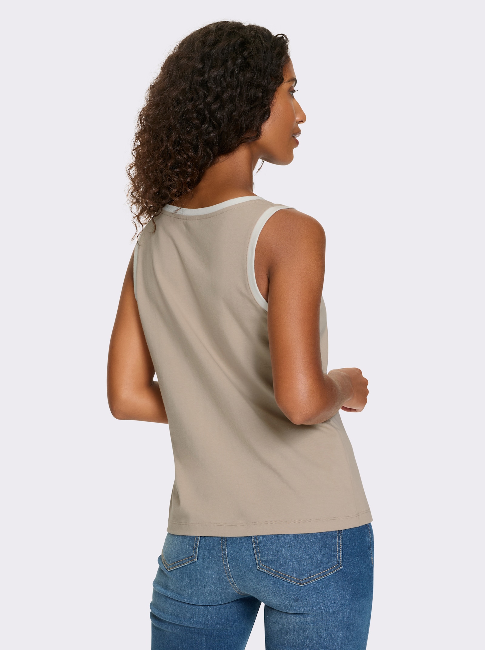 heine Shirttop mit Kontrastabschlüssen - sesam-ecru