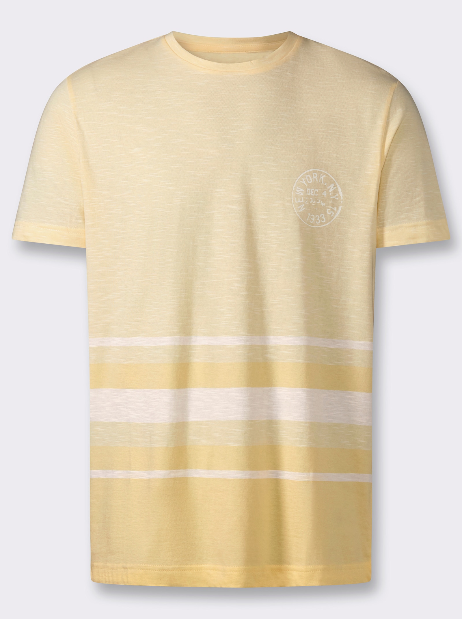 Kurzarmshirt mit garngefärbtem Muster - vanille
