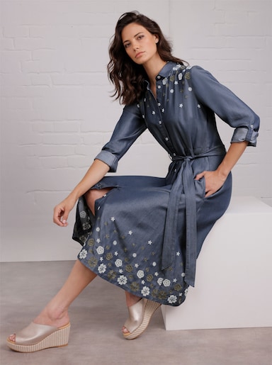 CREATION L PREMIUM Webkleid - blue-stone-washed