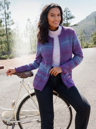 Strickjacke mit Farbverlauf - lila-dunkelblau-gemustert