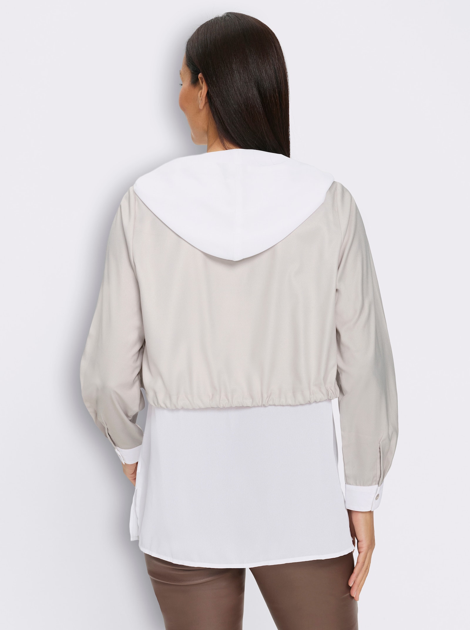 heine Langarmbluse im 2-in-1-Look - ecru-hellgrau