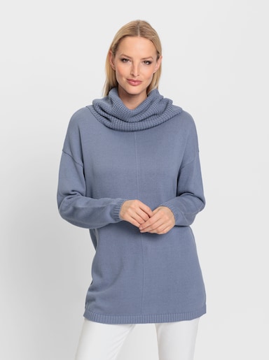 heine Longpullover mit halsfernem Rollkragen - taubenblau