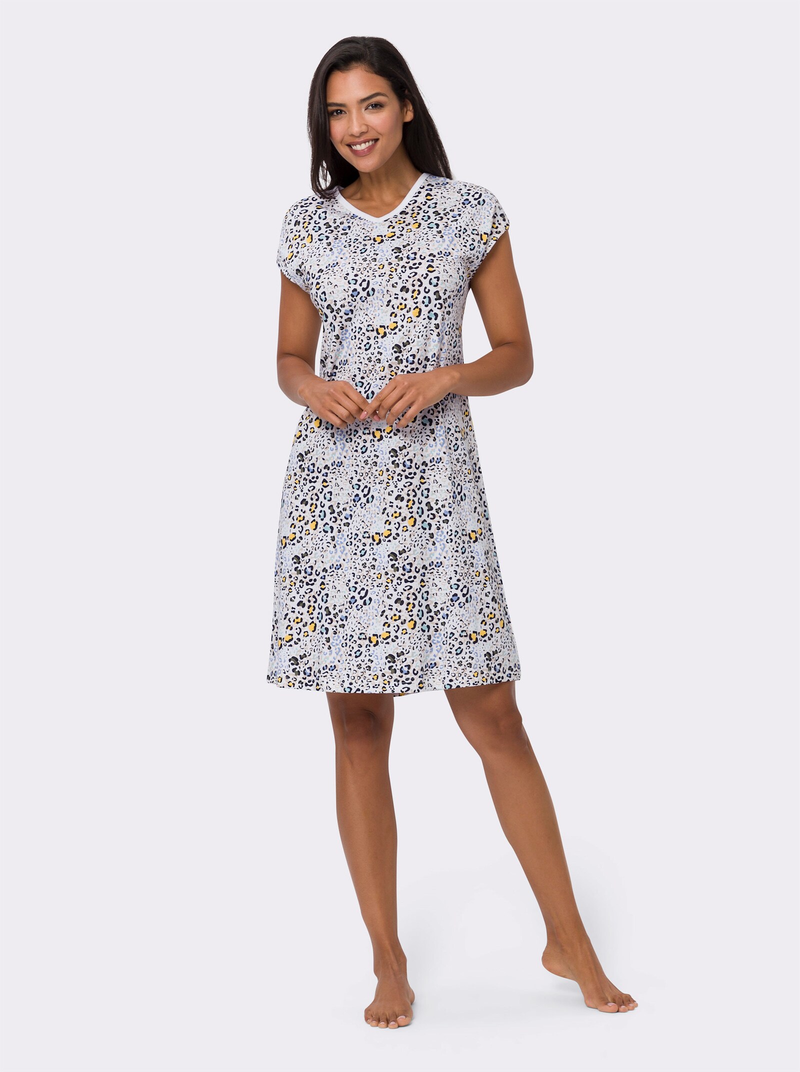 Nočná košeľa s leopardím vzorom - biela potlač