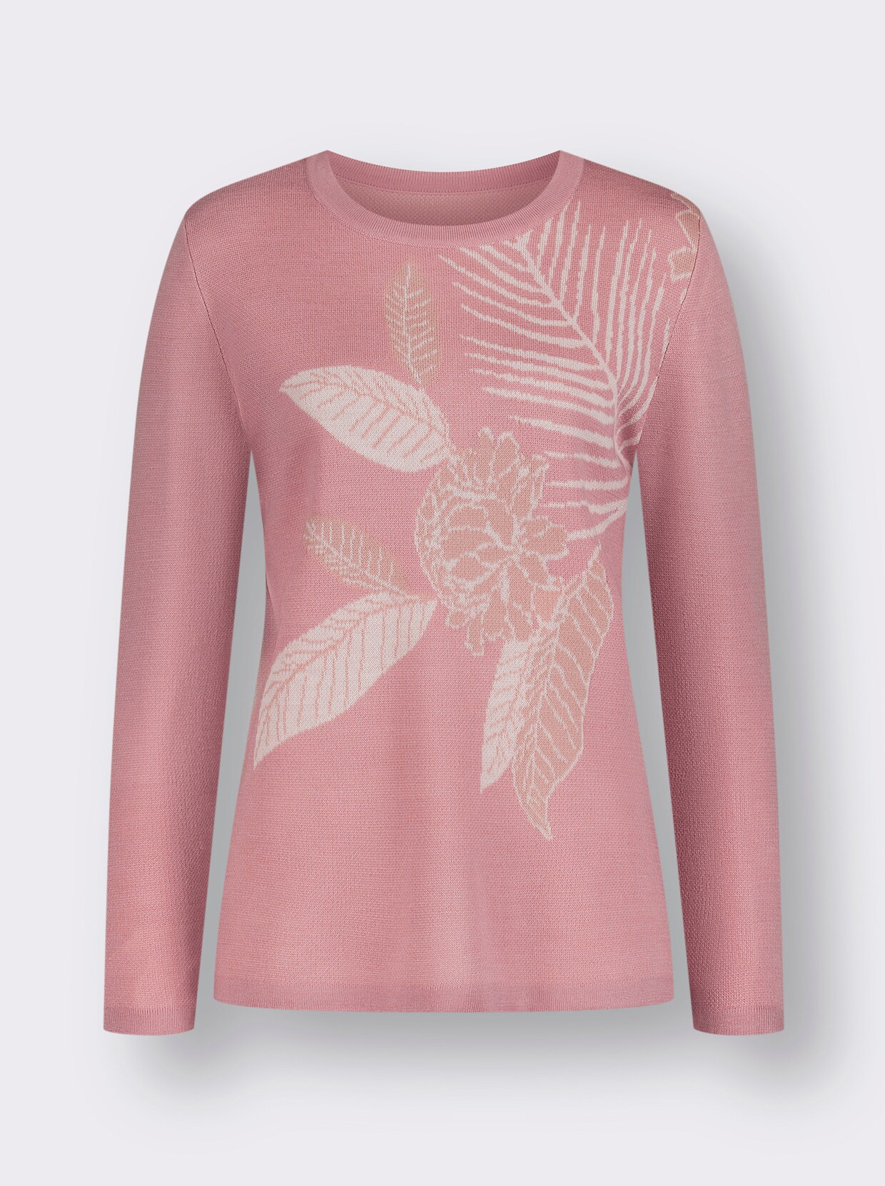 Pullover van jacquard - hortensia/ecru gedessineerd