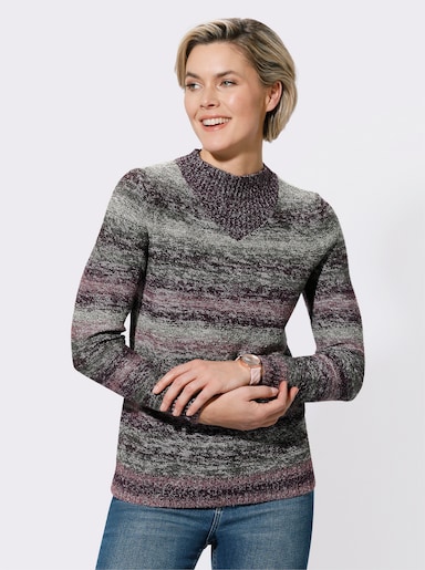 Bouclé-Pullover in Melange-Optik - feige-eucalyptus-meliert