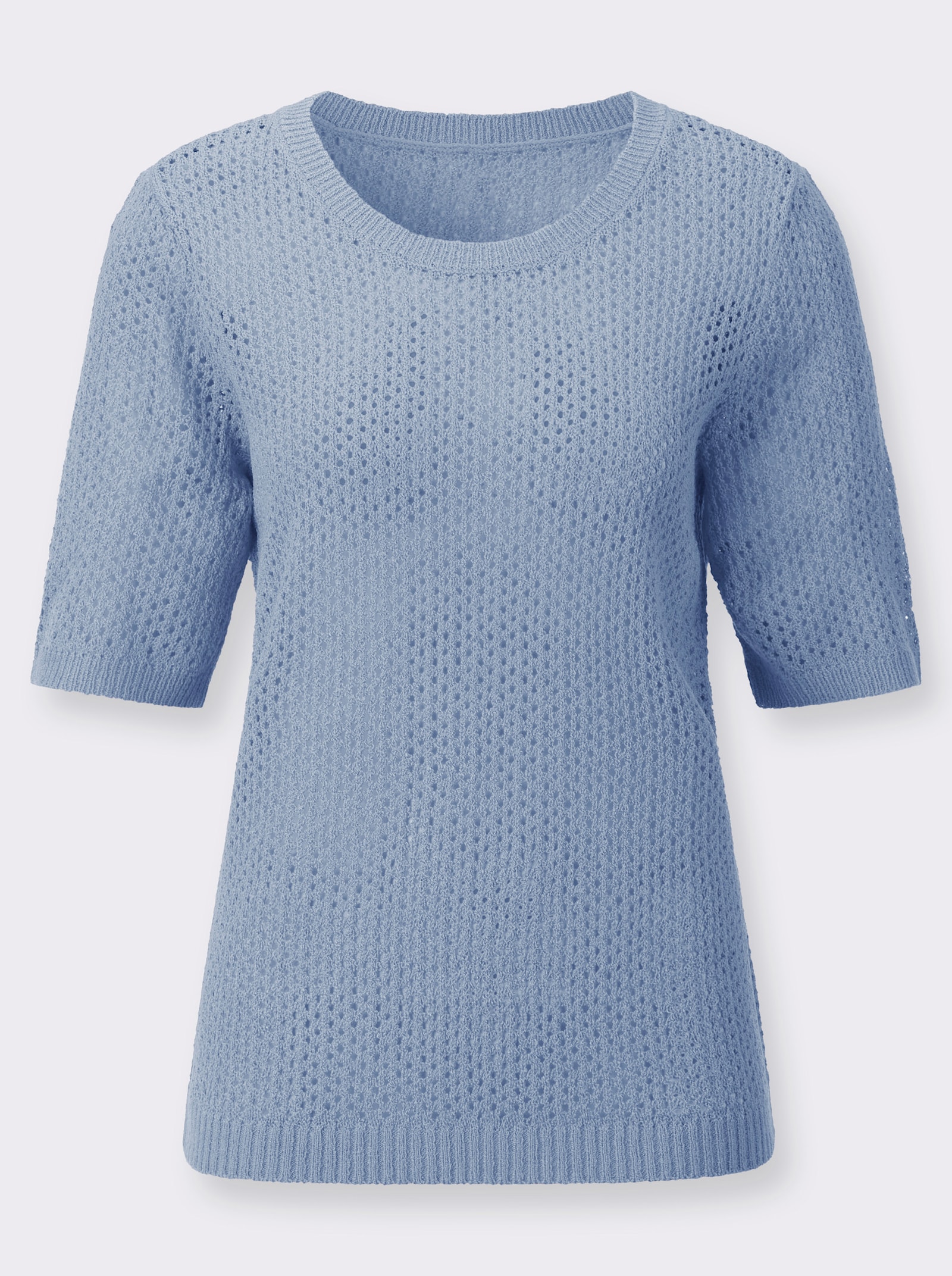 Ajourpullover mit kurzen Ärmeln - bleu