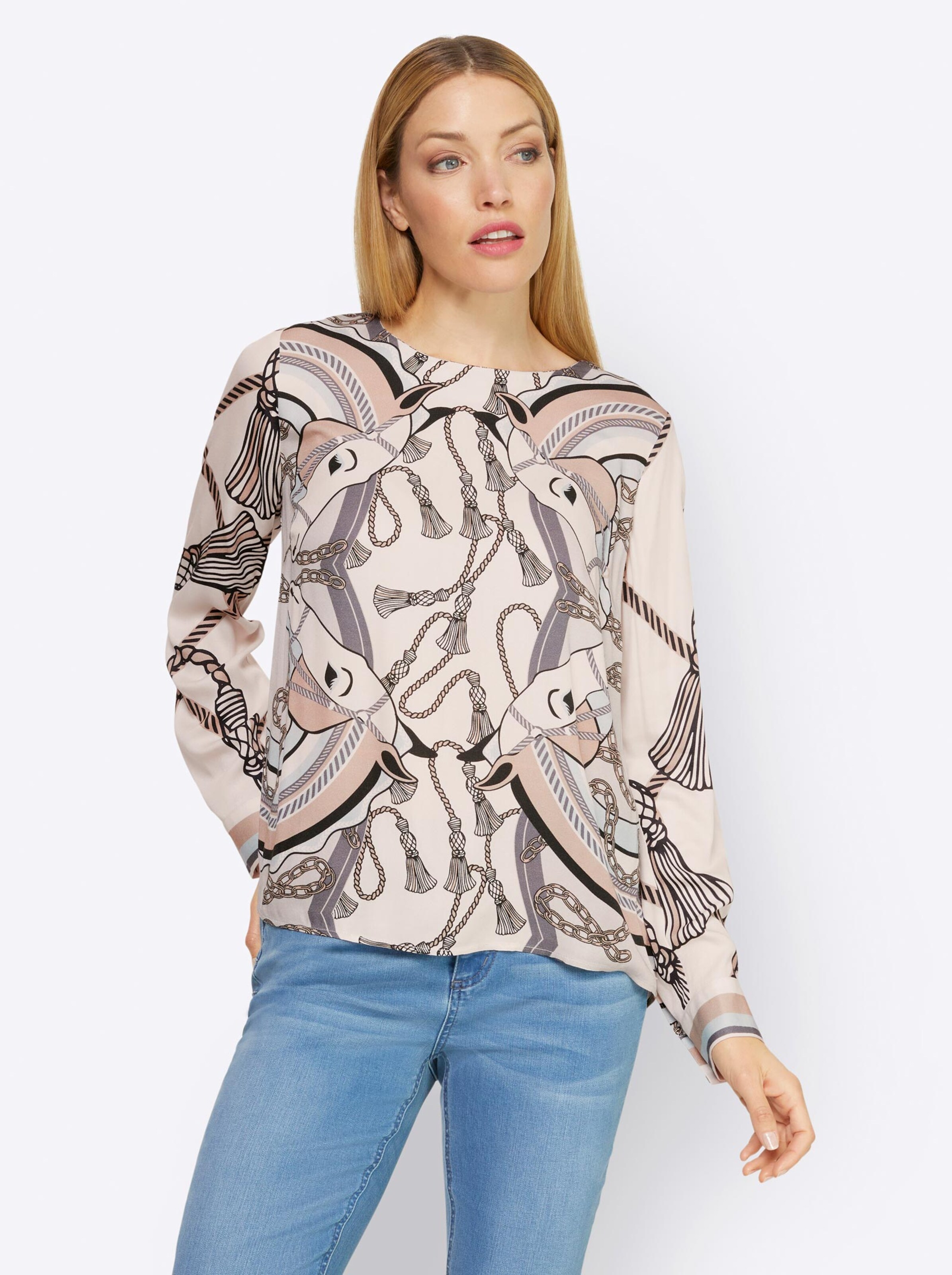 Damenmode Blusen Rick Cardona Druckbluse in hellgrau-hellblau-bedruckt Damenmode Blusen Rick Cardona Druckbluse in hellgrau-hellblau-bedruckt