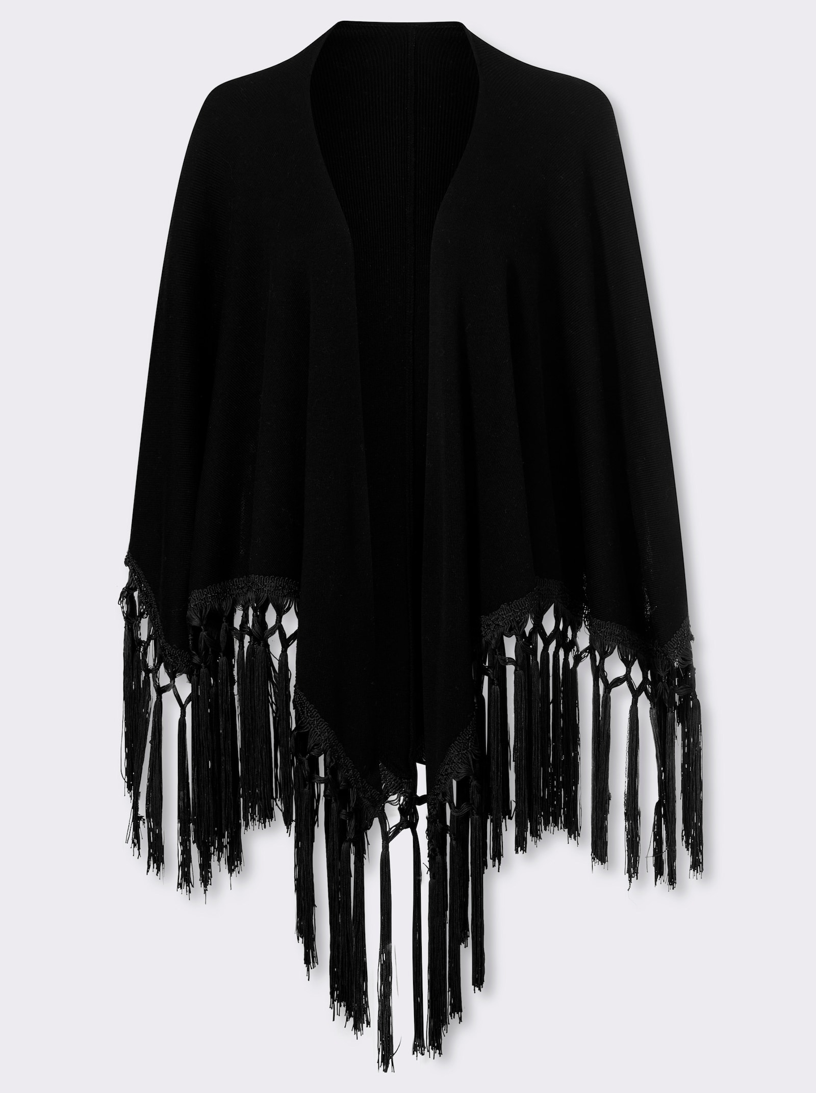 heine Cape avec franges - noir