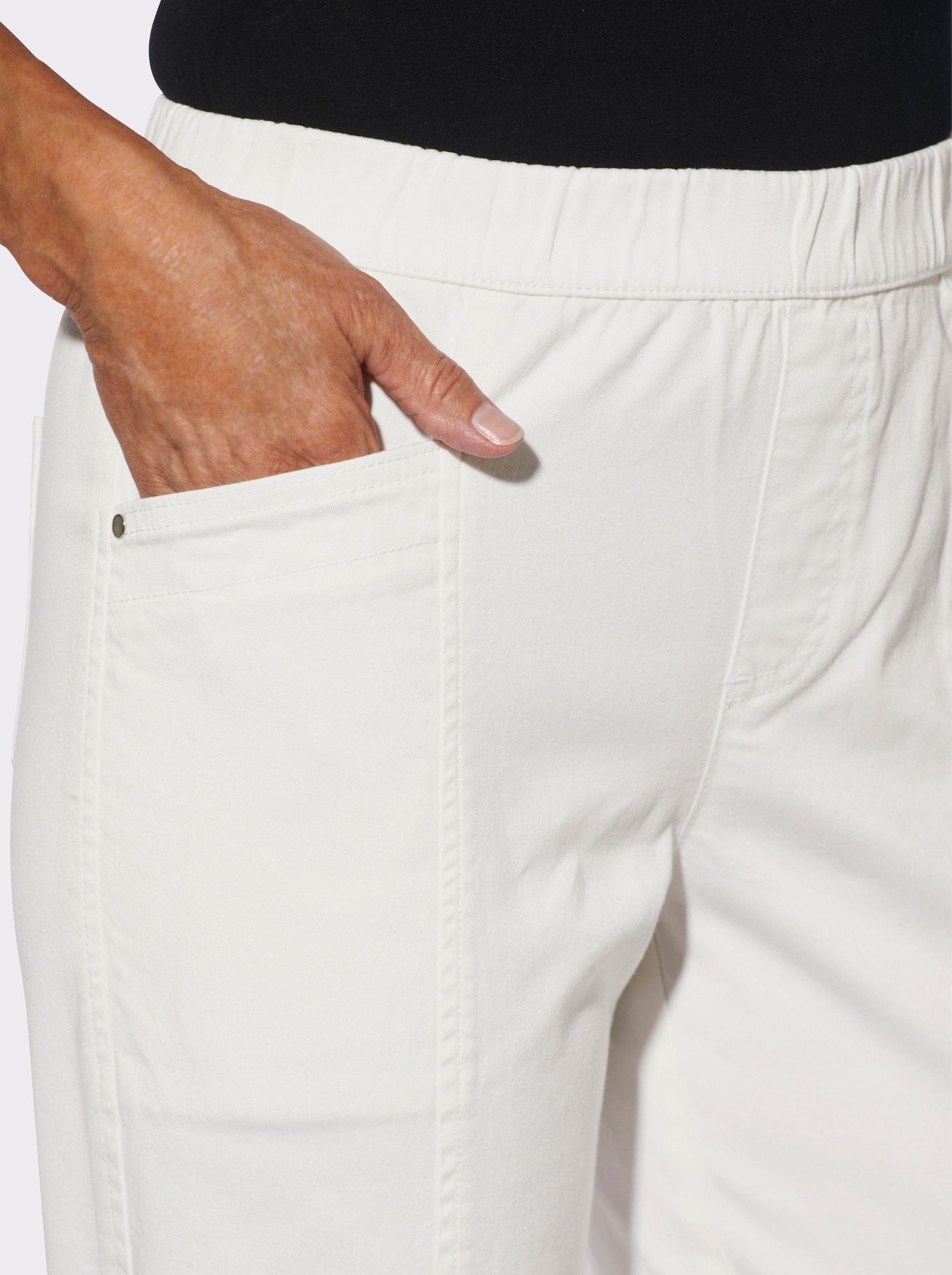 Caprijeans mit Dehnbund - weiß